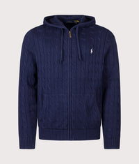 Regular Fit Zip Through Cable Knit: 002 Bright Navy 