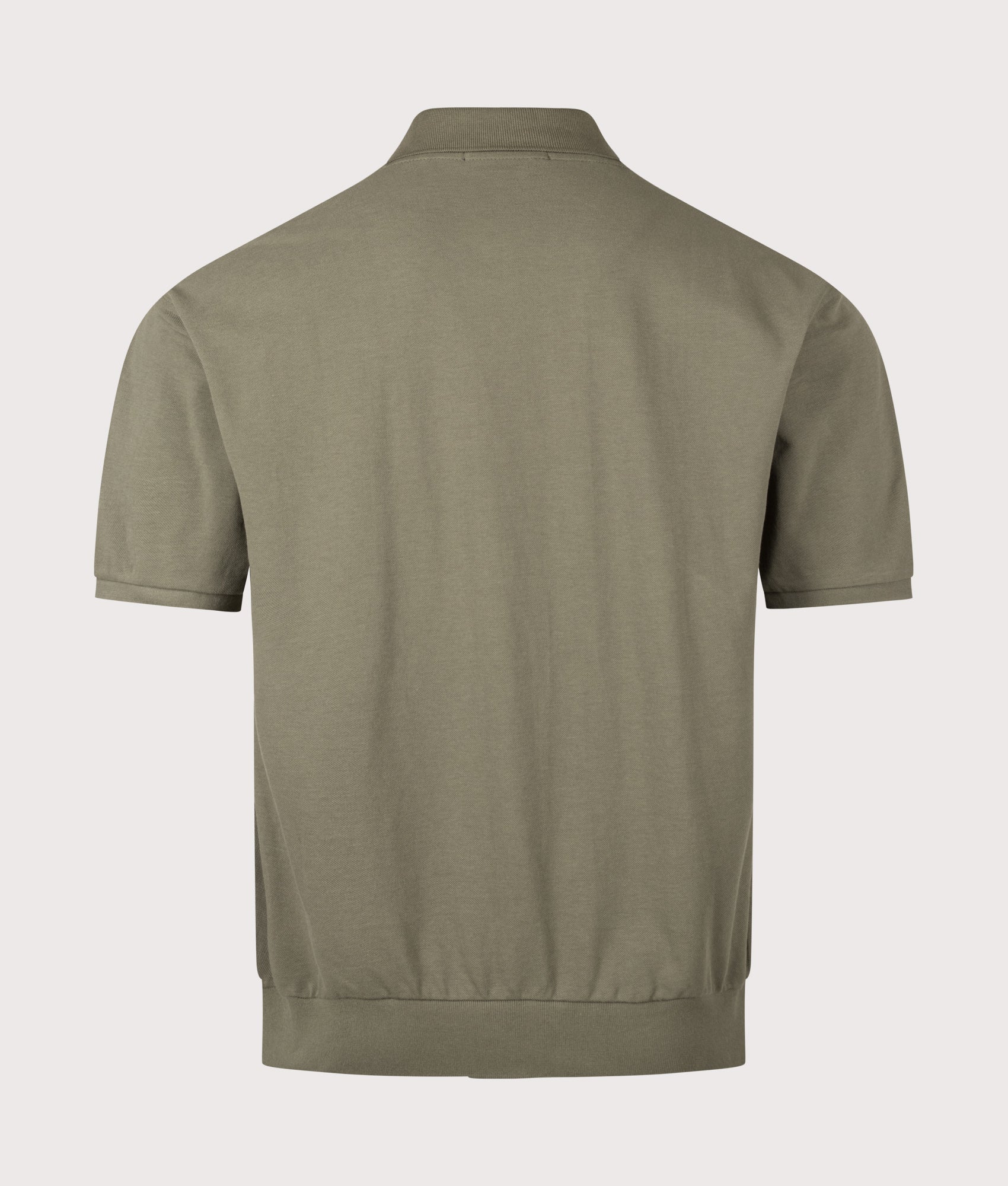 Polo Ralph Lauren Relaxed Fit Cotton Mesh Shirt in Cruise Olive at EQVVS Menswear. Back shot.