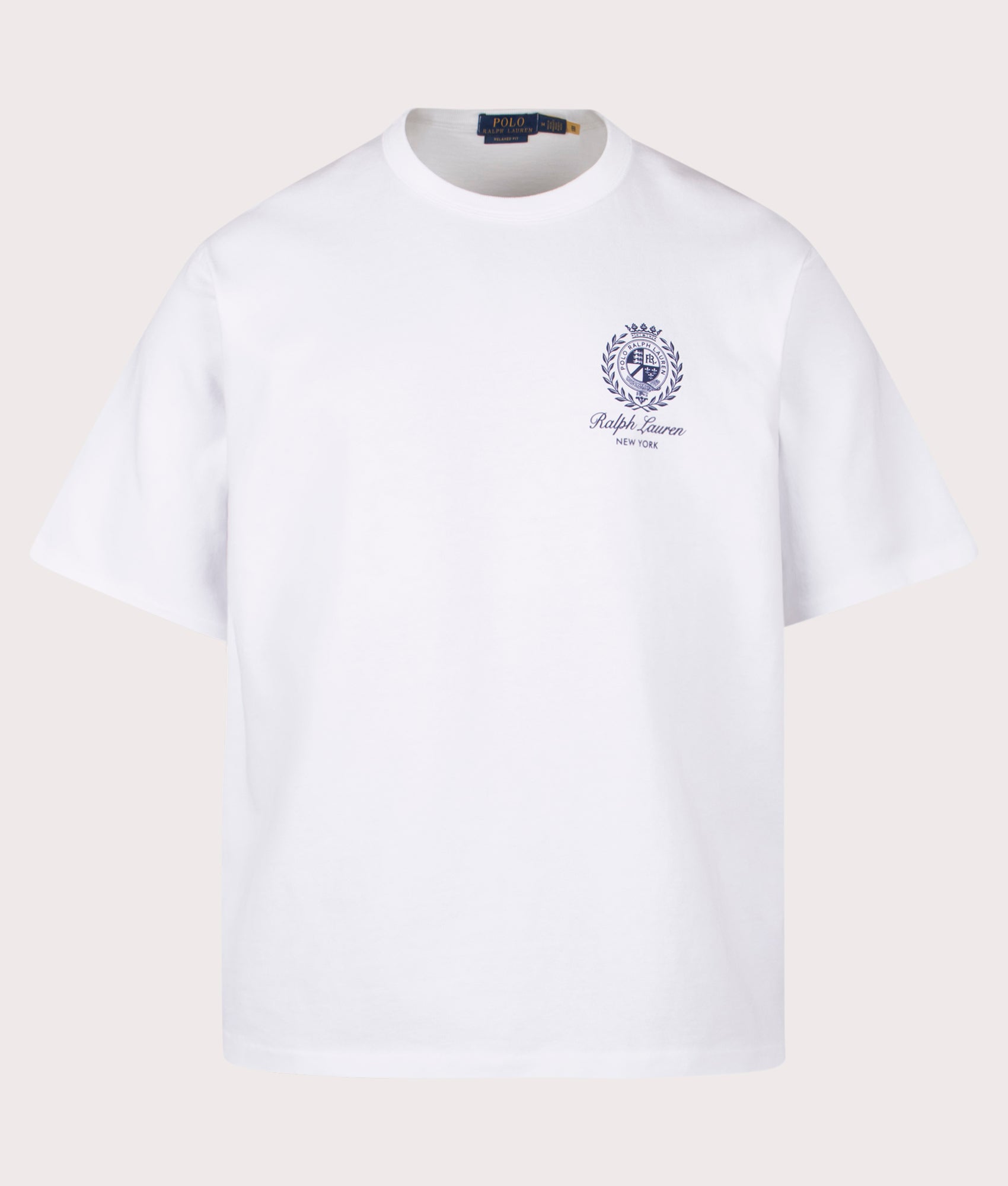 Polo Ralph Lauren Relaxed Fit Jersey Graphic T-Shirt in White at EQVVS Menswear. Front shot.