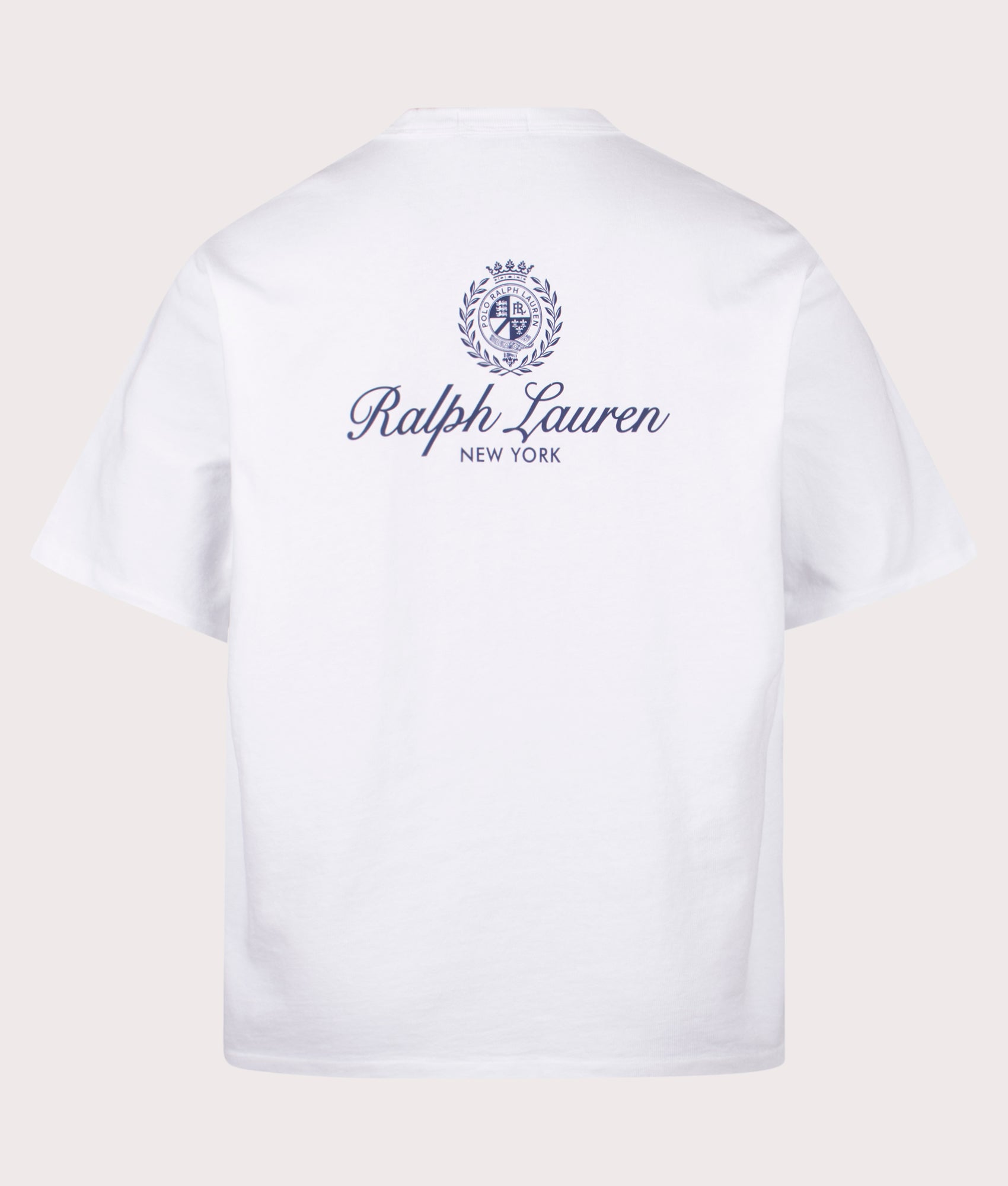Polo Ralph Lauren Relaxed Fit Jersey Graphic T-Shirt in White at EQVVS Menswear. Back shot.