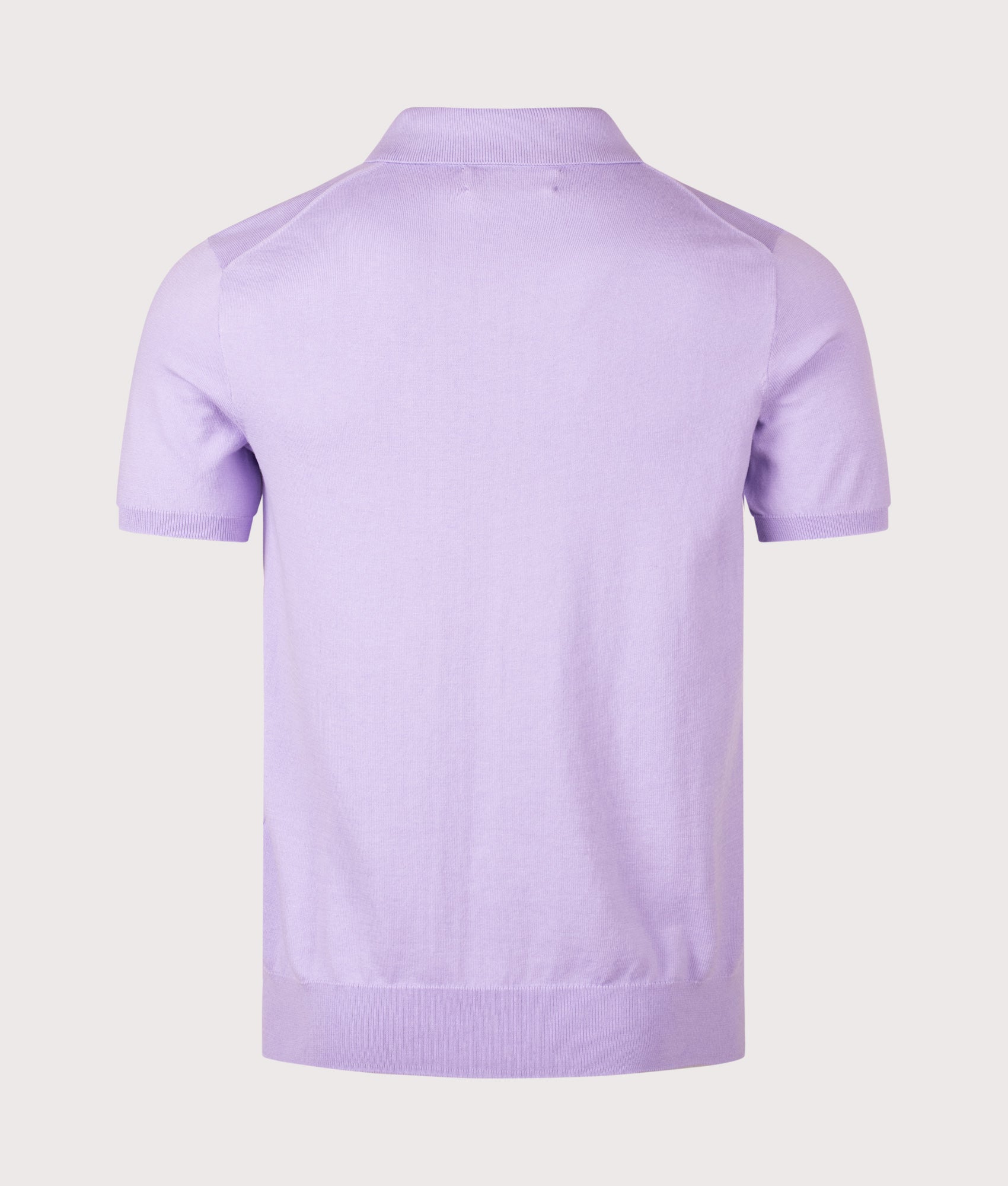 Knitted Cotton Polo Shirt in Powder Purple by Polo Ralph Lauren. Shot by EQVVS. Back shot.