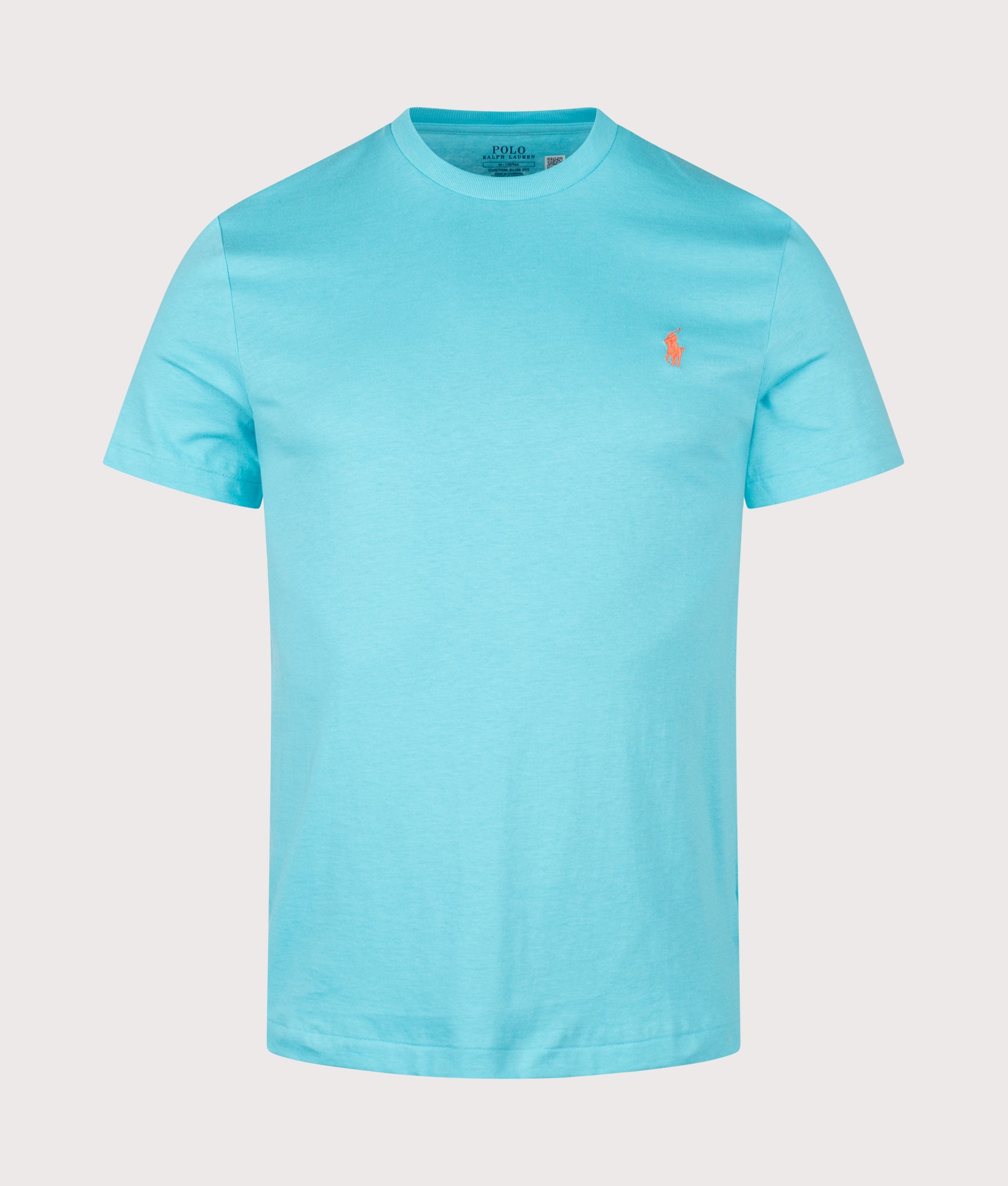 Polo Ralph Lauren Custom Slim Fit Jersey Crewneck T-Shirt in Perfect Turquoise at EQVVS Menswear. Front shot.