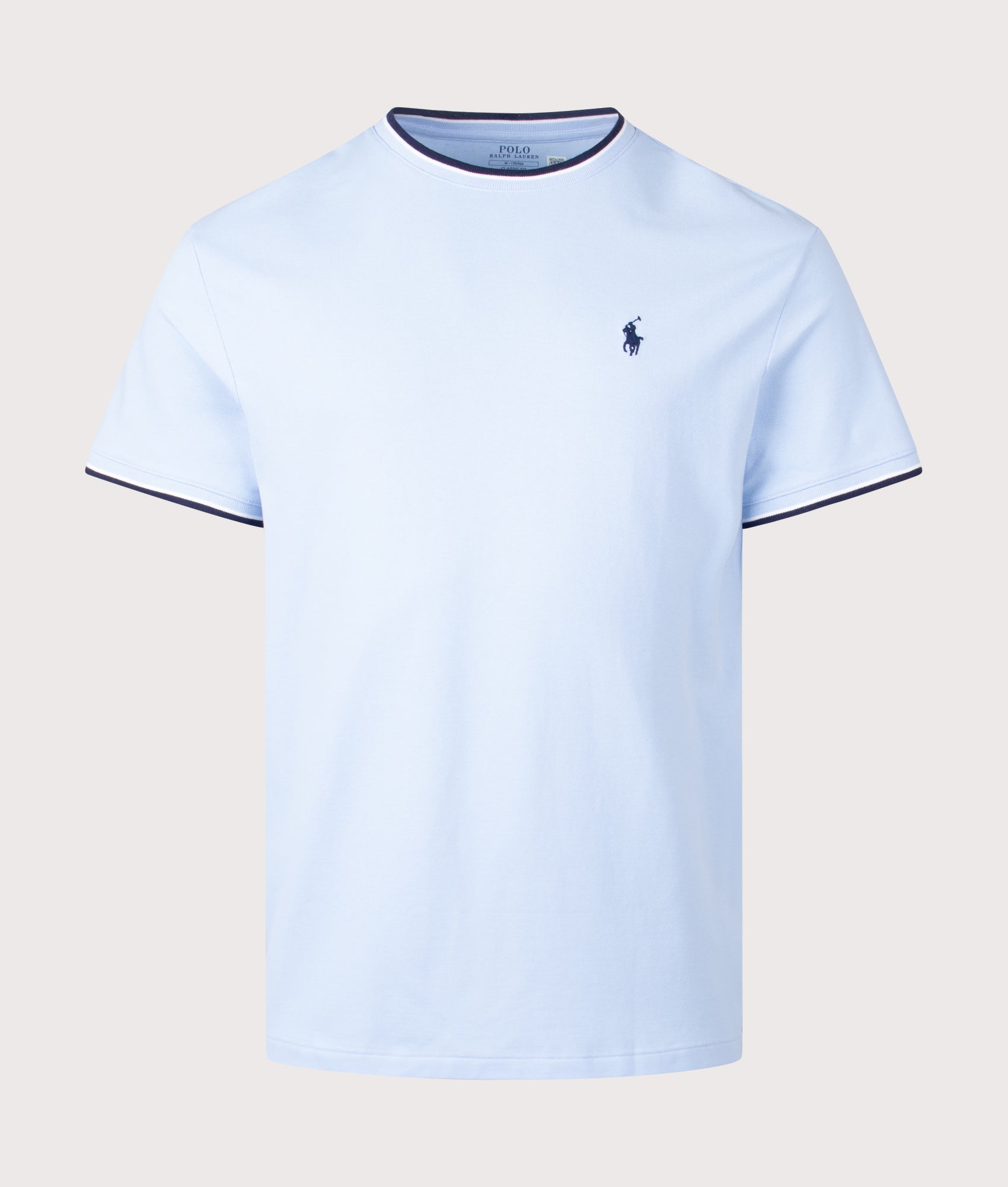 Polo Ralph Lauren Classic Fit Stretch Mesh T-Shirt in Office Blue at EQVVS Menswear. Front shot.