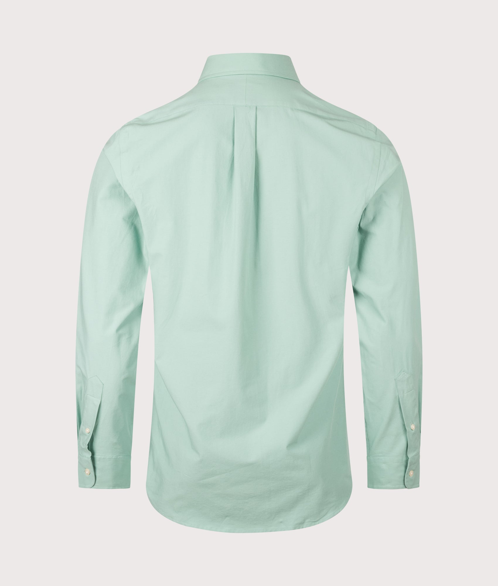 Polo Ralph Lauren Custom Fit Stretch Poplin Shirt in Essex Green at EQVVS Menswear. Back shot.