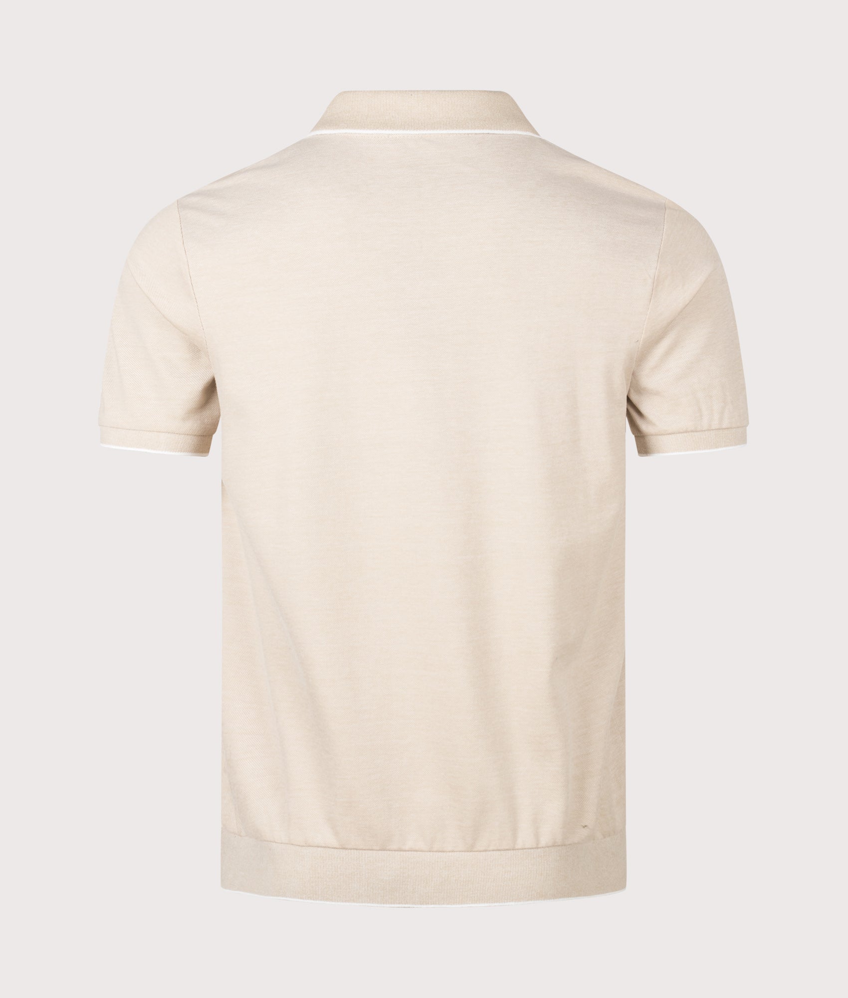 Jacquard Mesh Polo Shirt in Coastal by Beige Polo Ralph Lauren. Shot by EQVVS. Back shot.