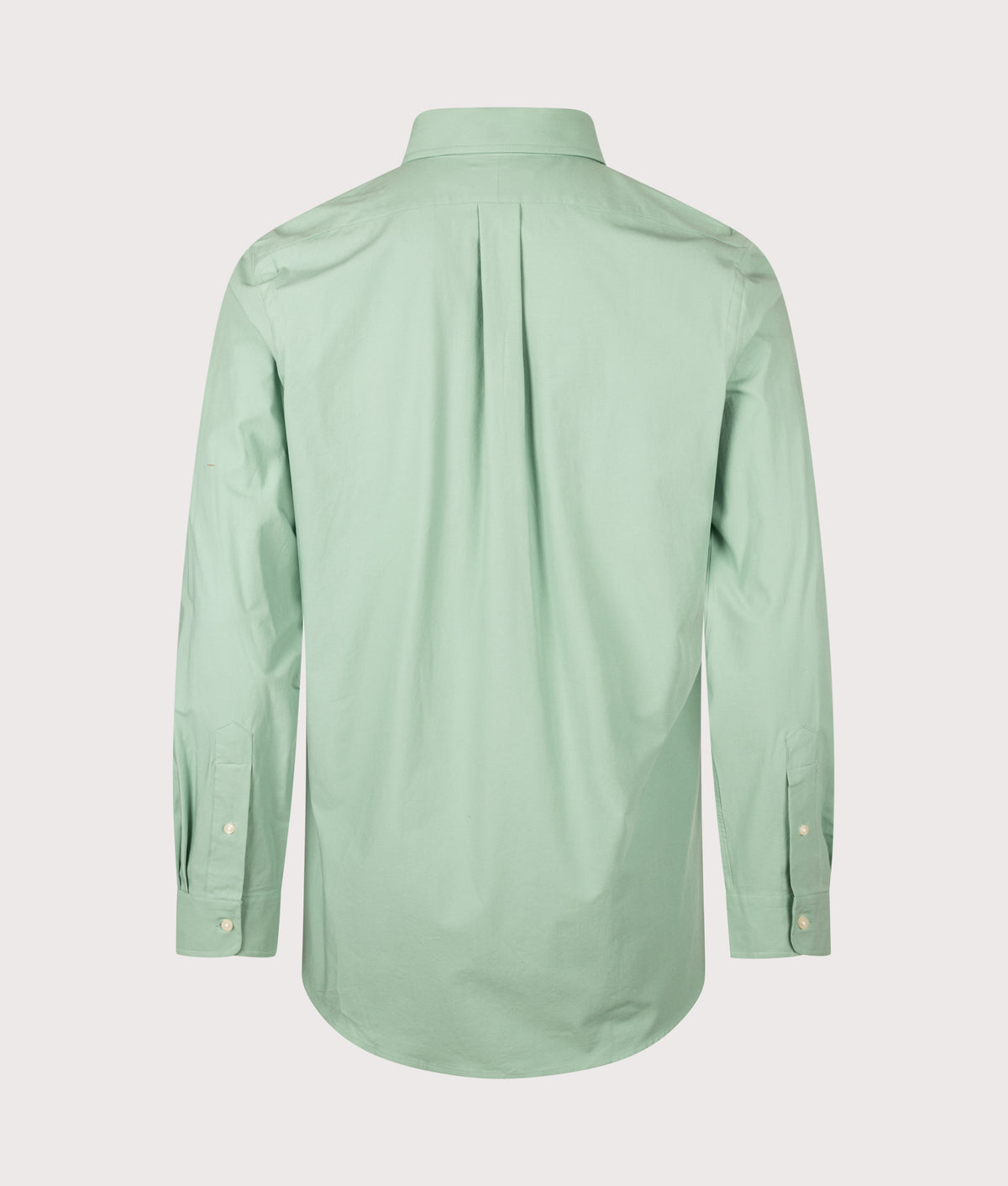 Polo Ralph Lauren Custom Fit Stretch Poplin Shirt in Faded Mint at EQVVS Menswear. Back shot.