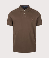 Custom Slim Fit Mesh Polo Shirt: 527 Nutmeg Brown 