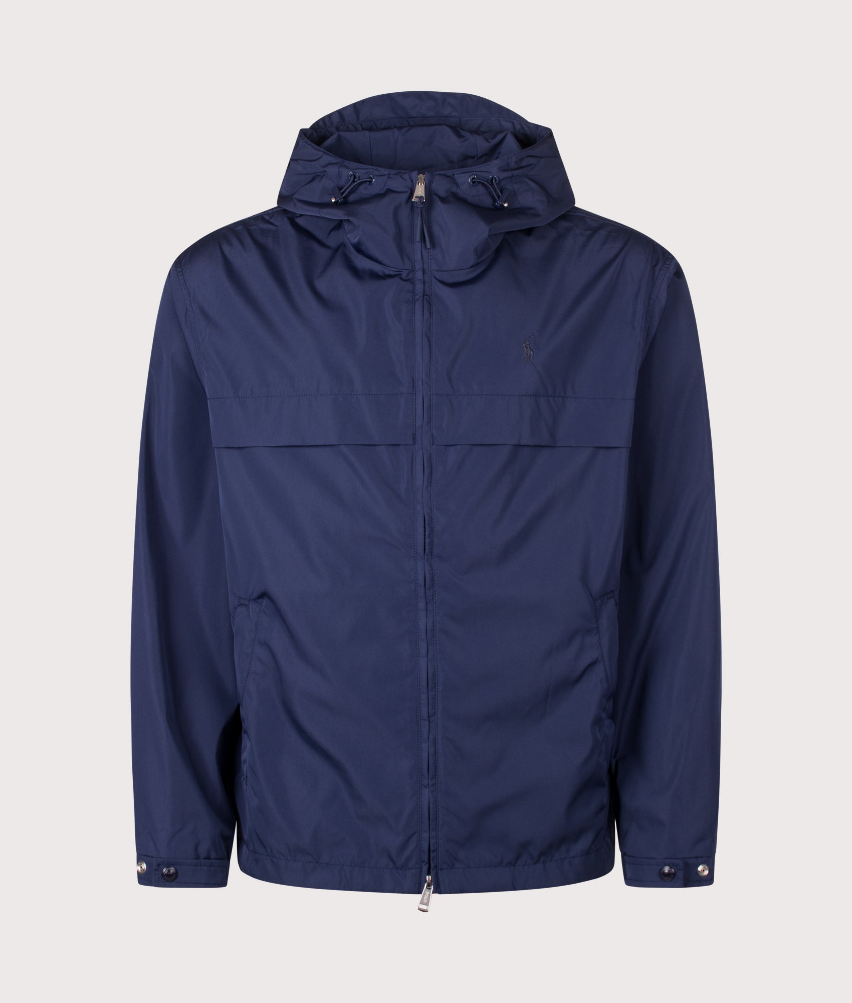 Polo Ralph Lauren Glenmoor Hooded Jacket in Newport Navy at EQVVS Menswear. Front shot.