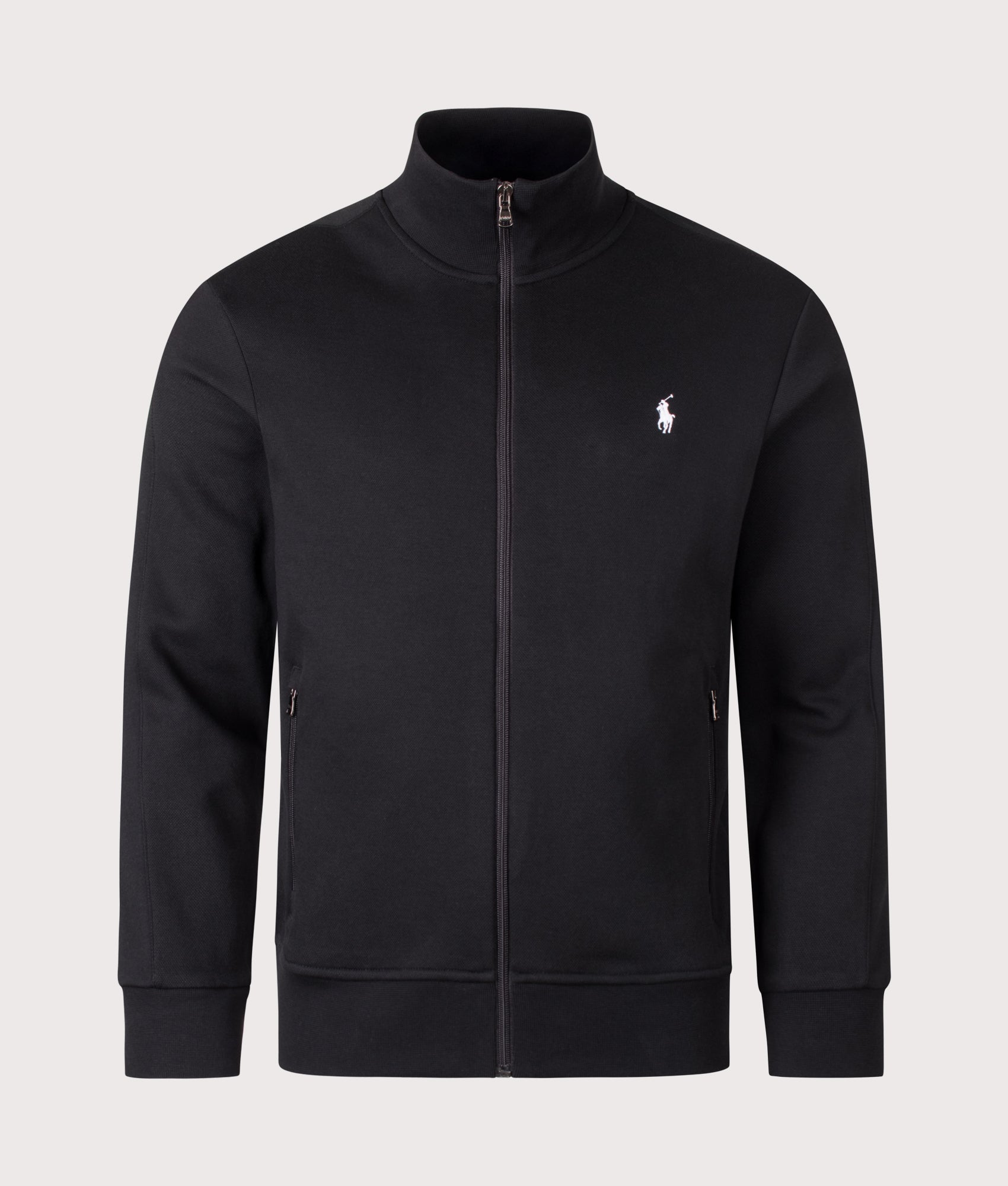 Polo Ralph Lauren Track Jacket in Polo Black at EQVVS Menswear. Front shot.