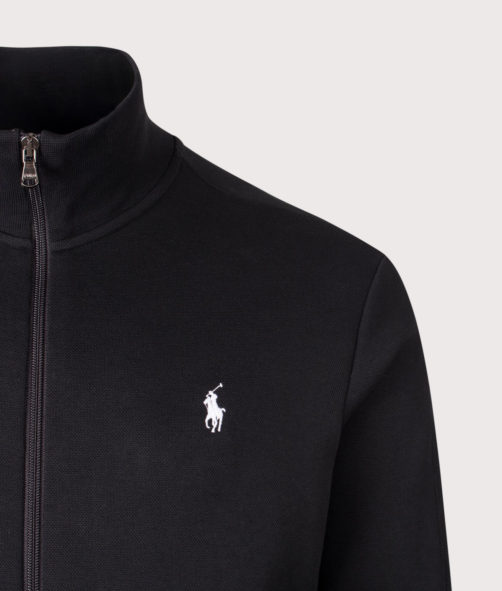 Polo Ralph Lauren Track Jacket in Polo Black at EQVVS Menswear. Detail shot.