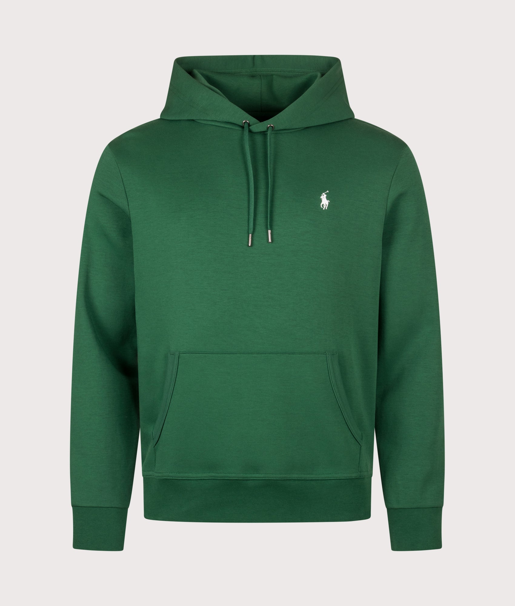Polo Ralph Lauren Double Knit Hoodie in  New Forest at EQVVS Menswear. Font shot.
