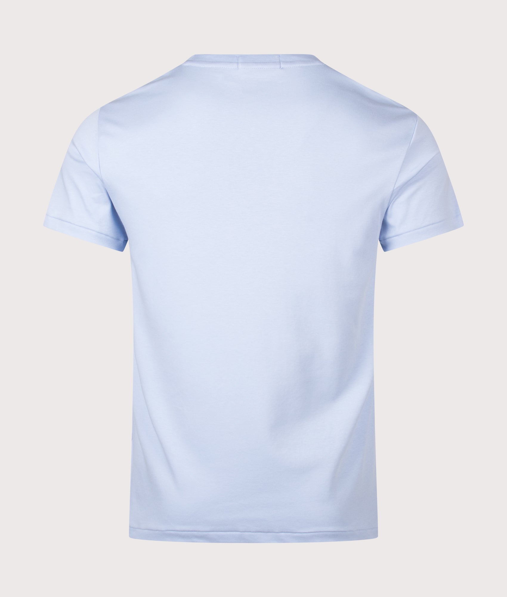 Polo Ralph Lauren Custom Slim Fit Pima T-Shirt in Pebble Blue at EQVVS Menswear. Back shot.