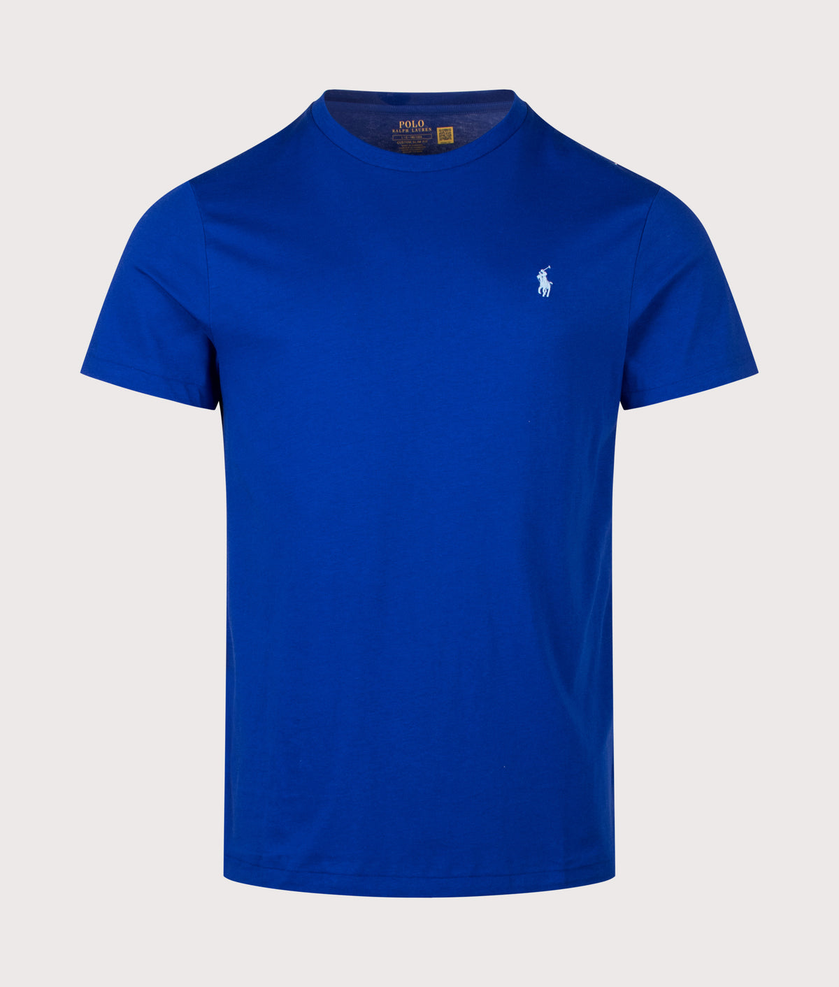 Polo Ralph Lauren Custom Slim Fit Jersey T-Shirt in Classic Azure at EQVVS Menswear. Front shot.