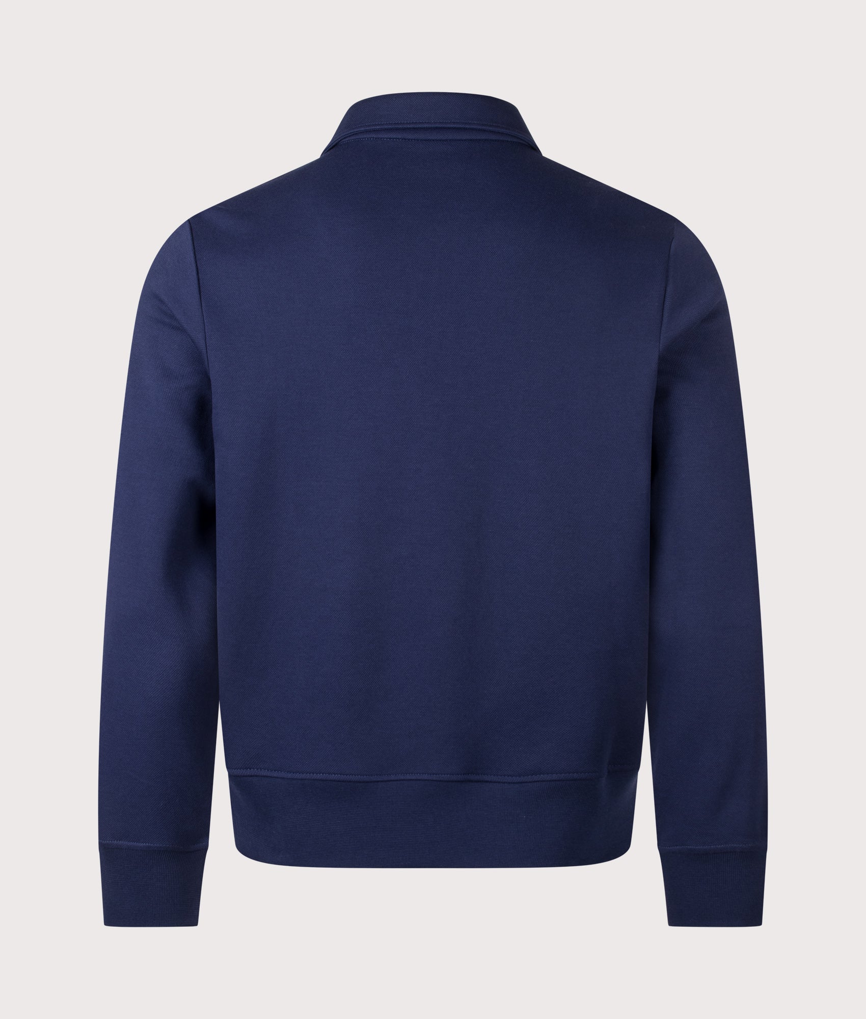 Polo Ralph Lauren Double Knit Quarter Zip Sweatshirt in Newport Navy at EQVVS Menswear. Back shot.