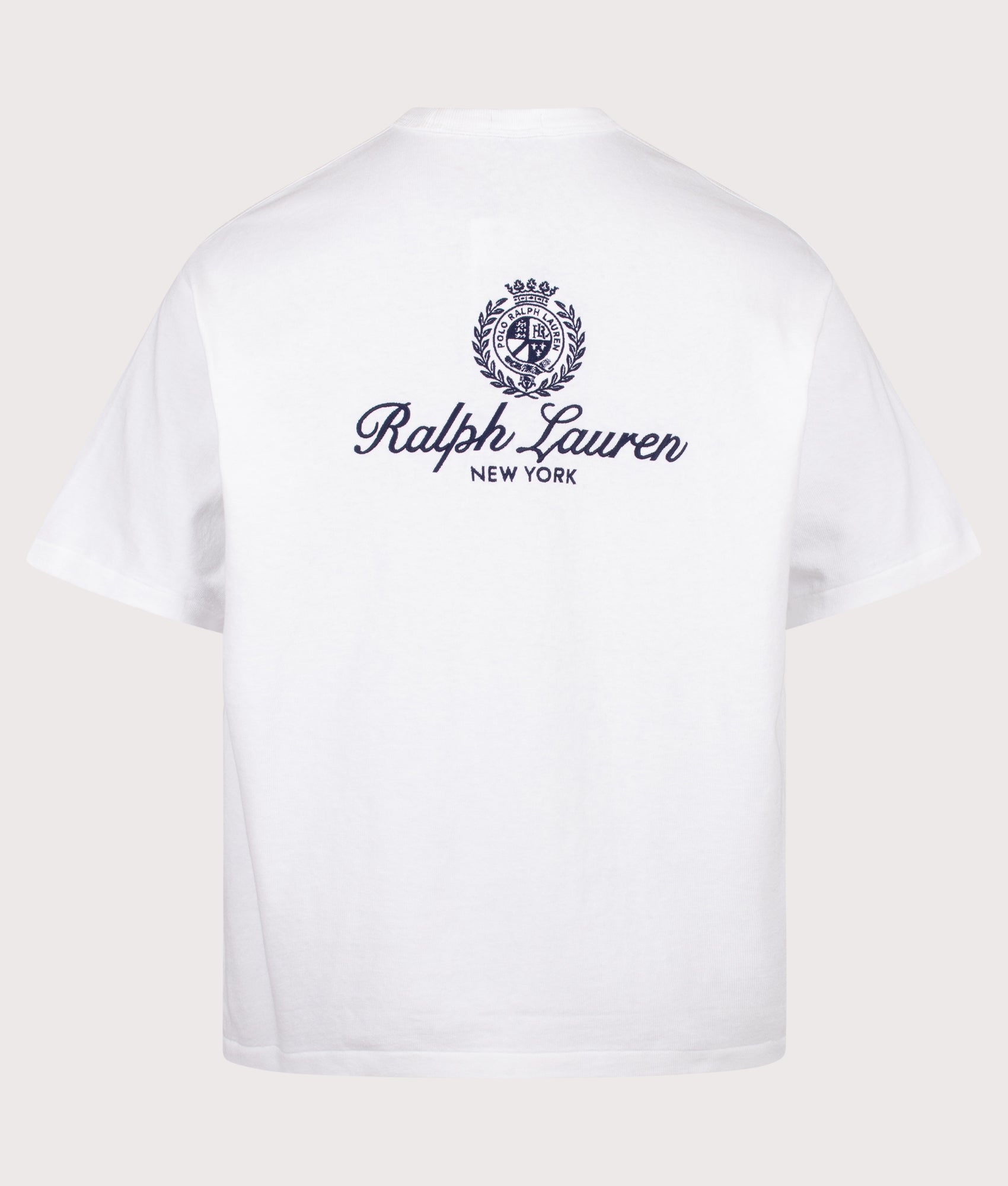 Polo Ralph Lauren Relaxed Fit 10/1 Jersey T-Shirt in White at EQVVS Menswear. Back shot.