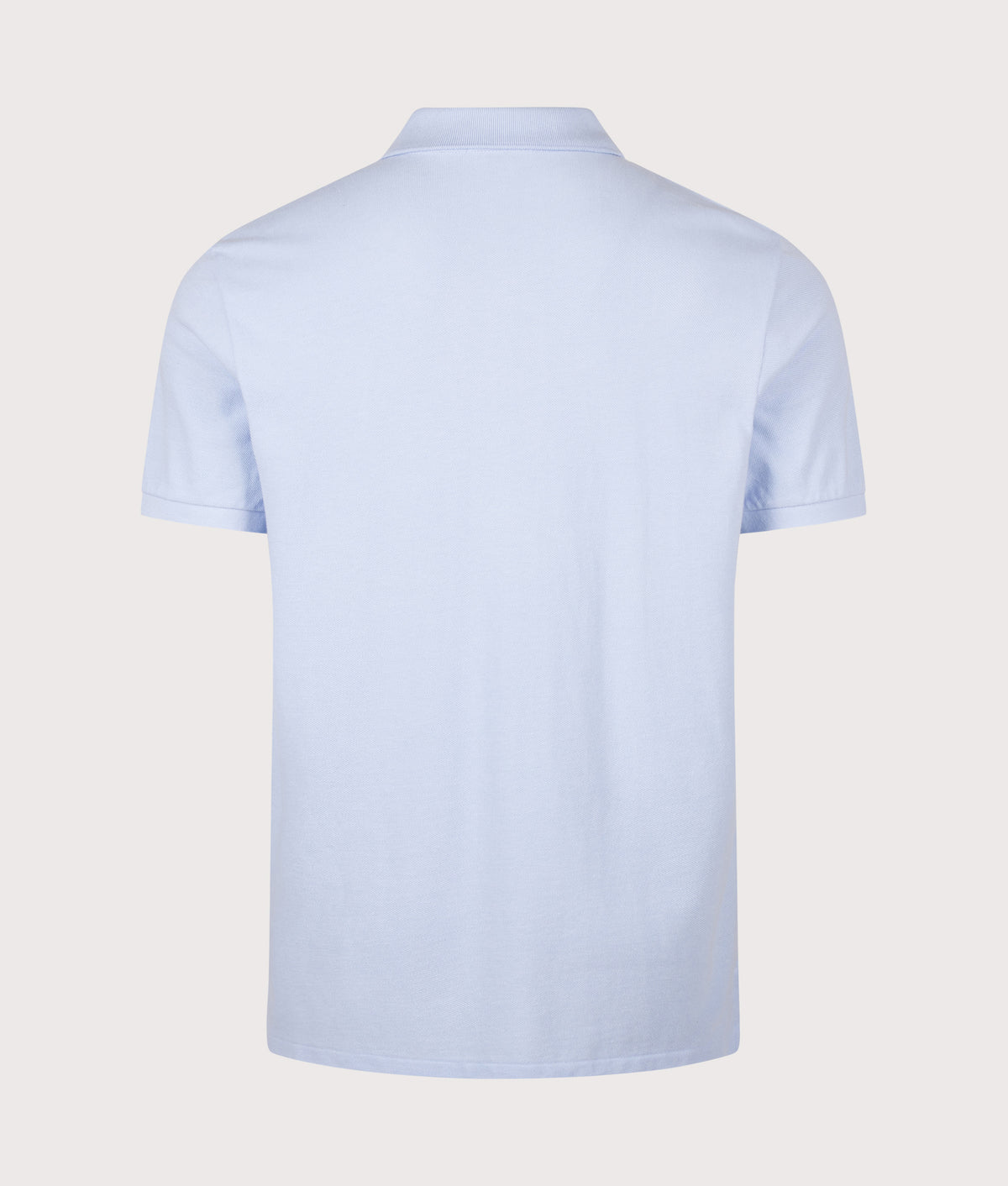 Polo Ralph Lauren Custom Slim Fit Mesh Polo Shirt in Pebble Blue at EQVVS Menswear. Back shot.