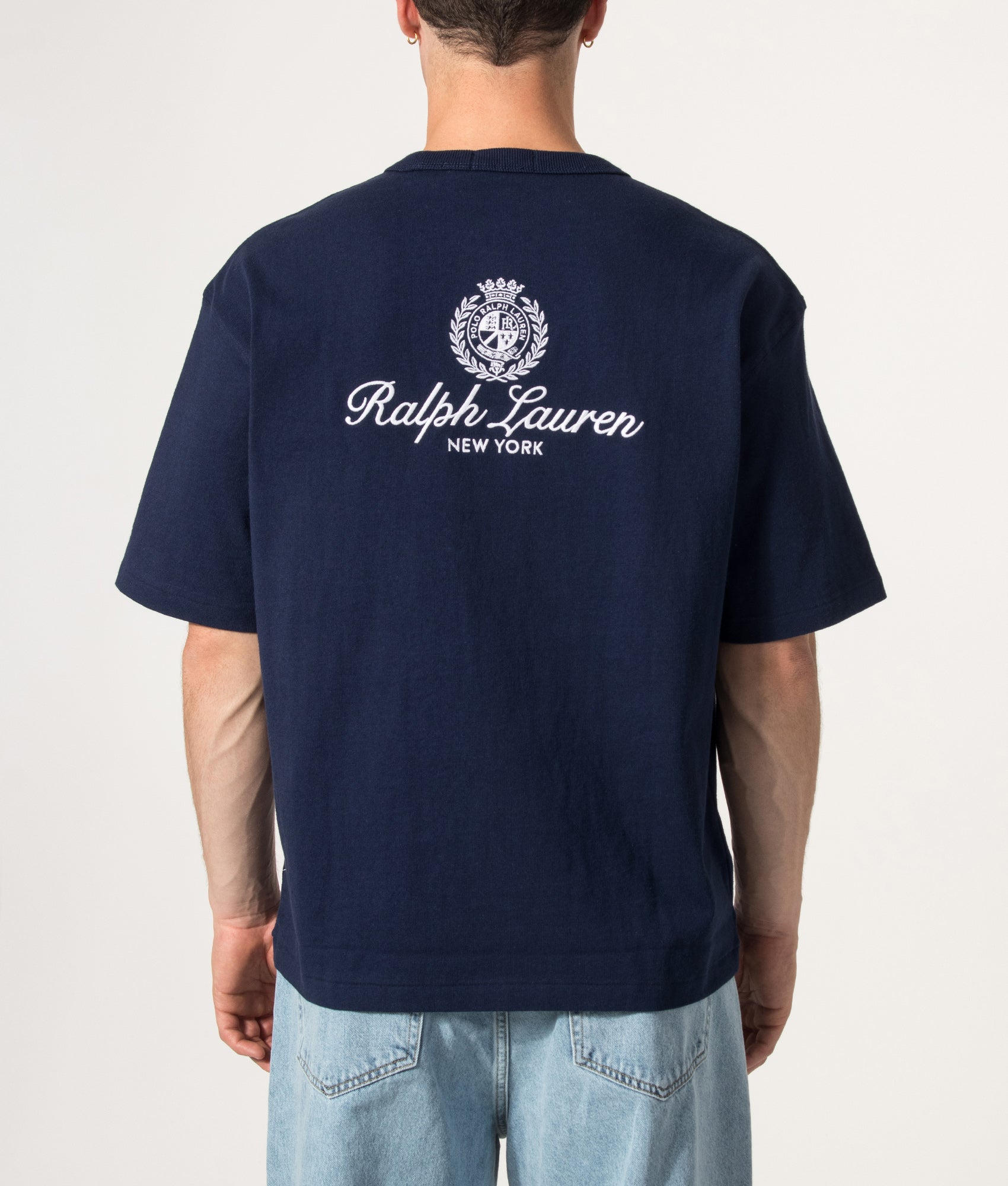 Polo Ralph Lauren Relaxed Fit 10/1 Jersey T-Shirt in Newport Navy at EQVVS Menswear. Back shot.