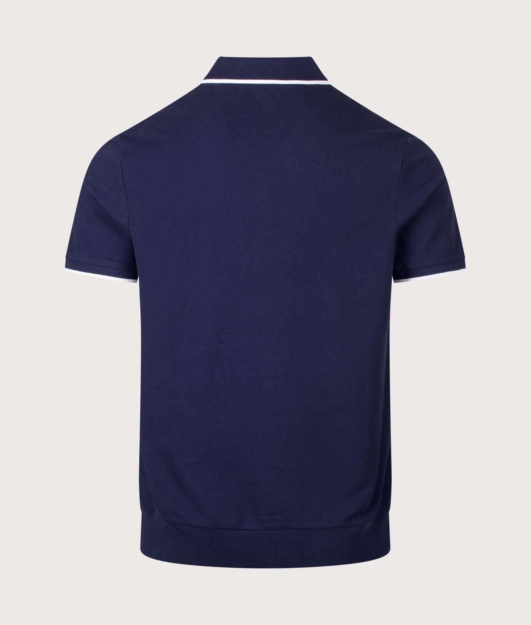 Polo Ralph Lauren Classic Fit Stretch Mesh Zip Polo Shirt in Newport Navy at EQVVS Menswear. Back shot.