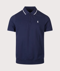 Classic Fit Stretch Mesh Zip Polo Shirt: 003 Newport Navy 