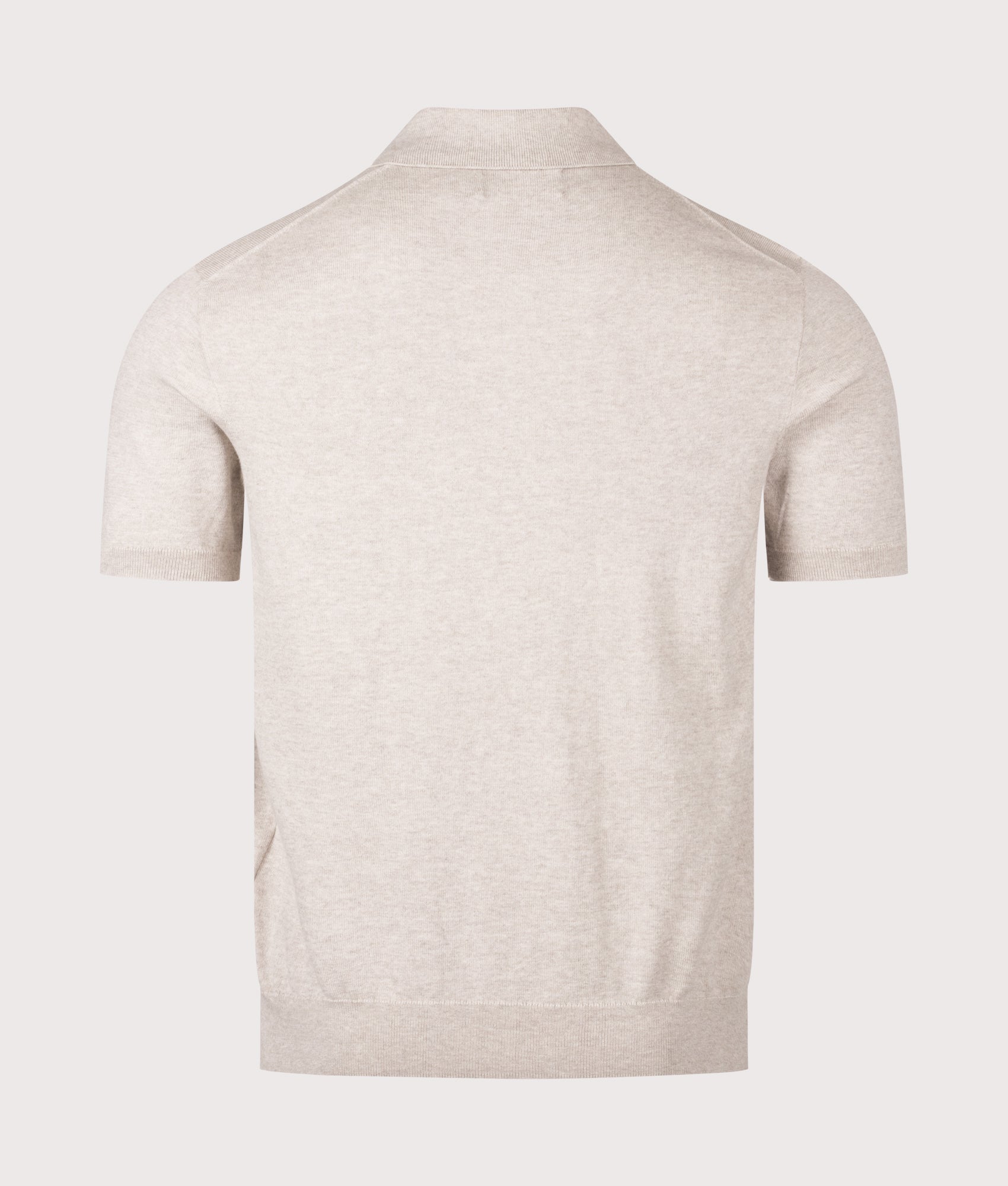 Polo Ralph Lauren Cotton Knitted Polo Shirt in Light Walnut Brown Heather at EQVVS Menswear. Back shot.