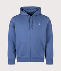 Zip Through Double Knit Hoodie: 523 Earth Blue 