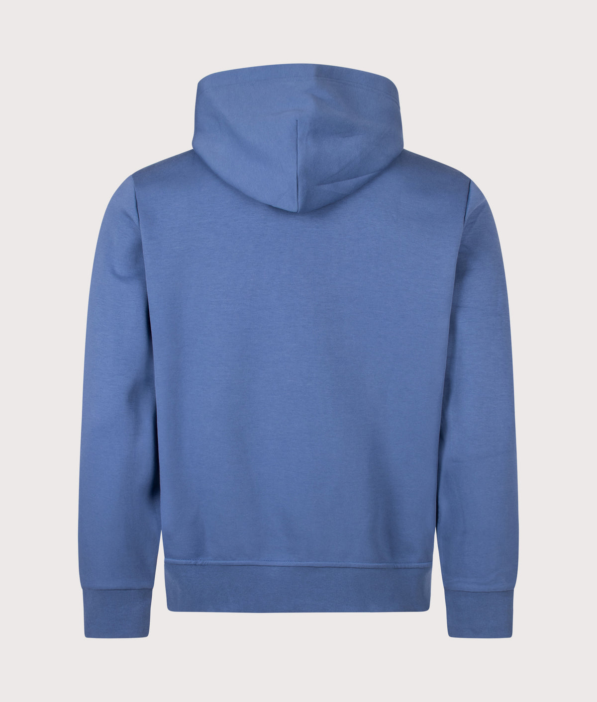 Polo Ralph Lauren Zip Through Double Knit Hoodie in Earth Blue at EQVVS Menswear. Back shot.