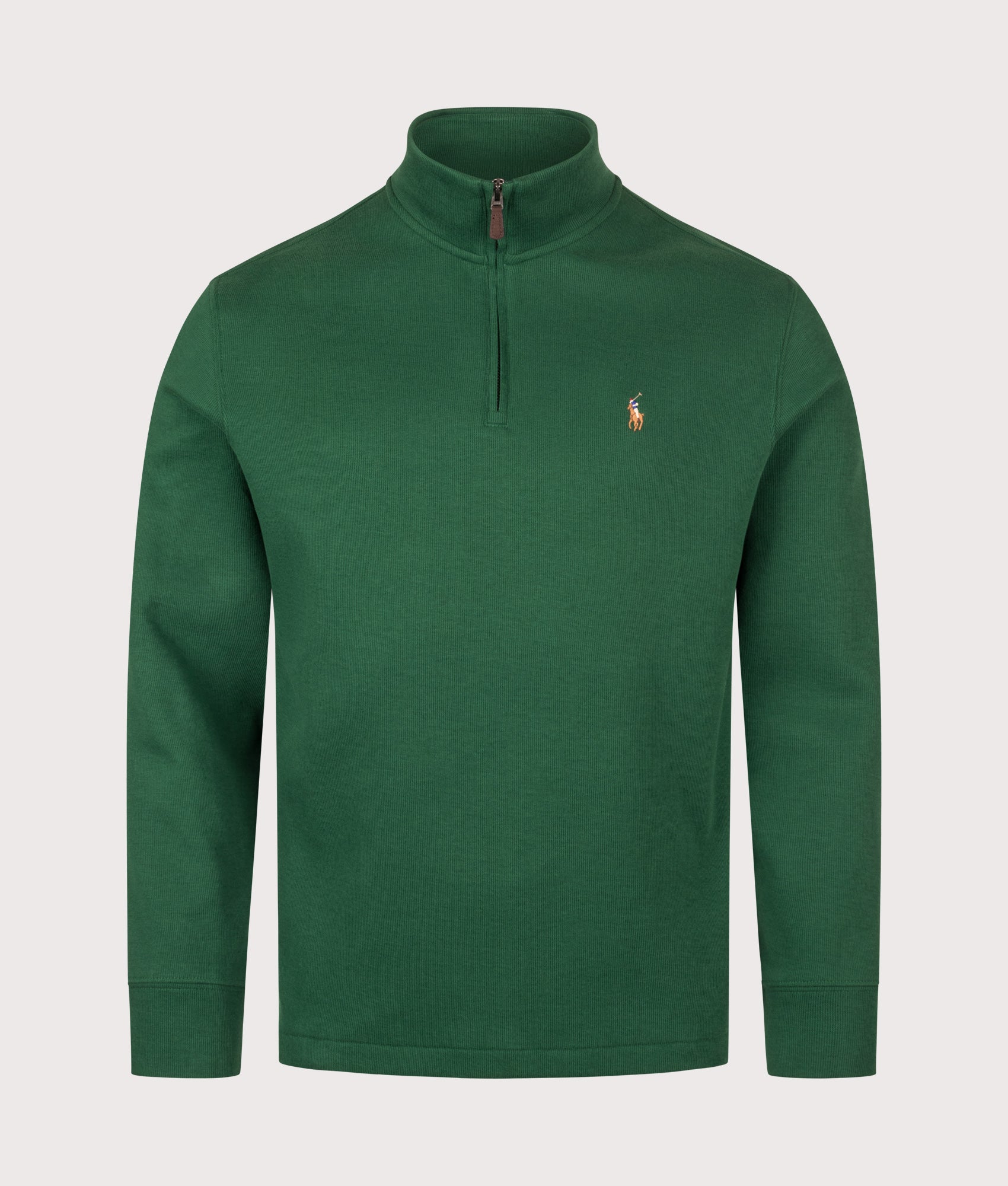Polo Ralph Lauren Estate-Rib Quarter Zip Jumper in New Forest at EQVVS Menswear. Front shot.