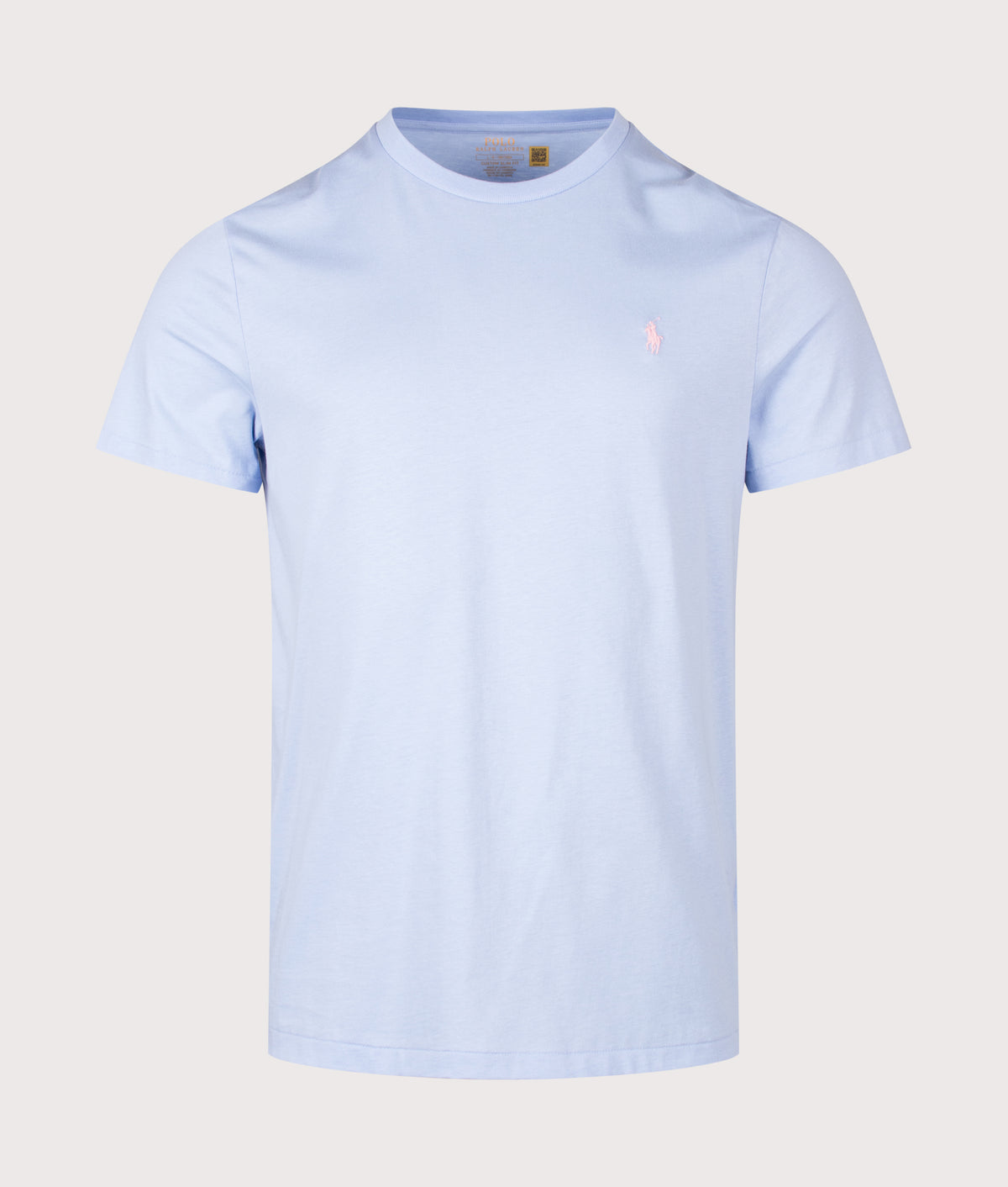 Polo Ralph Lauren Custom Slim Fit Jersey T-Shirt in Pebble Blue at EQVVS Menswear. Front shot.