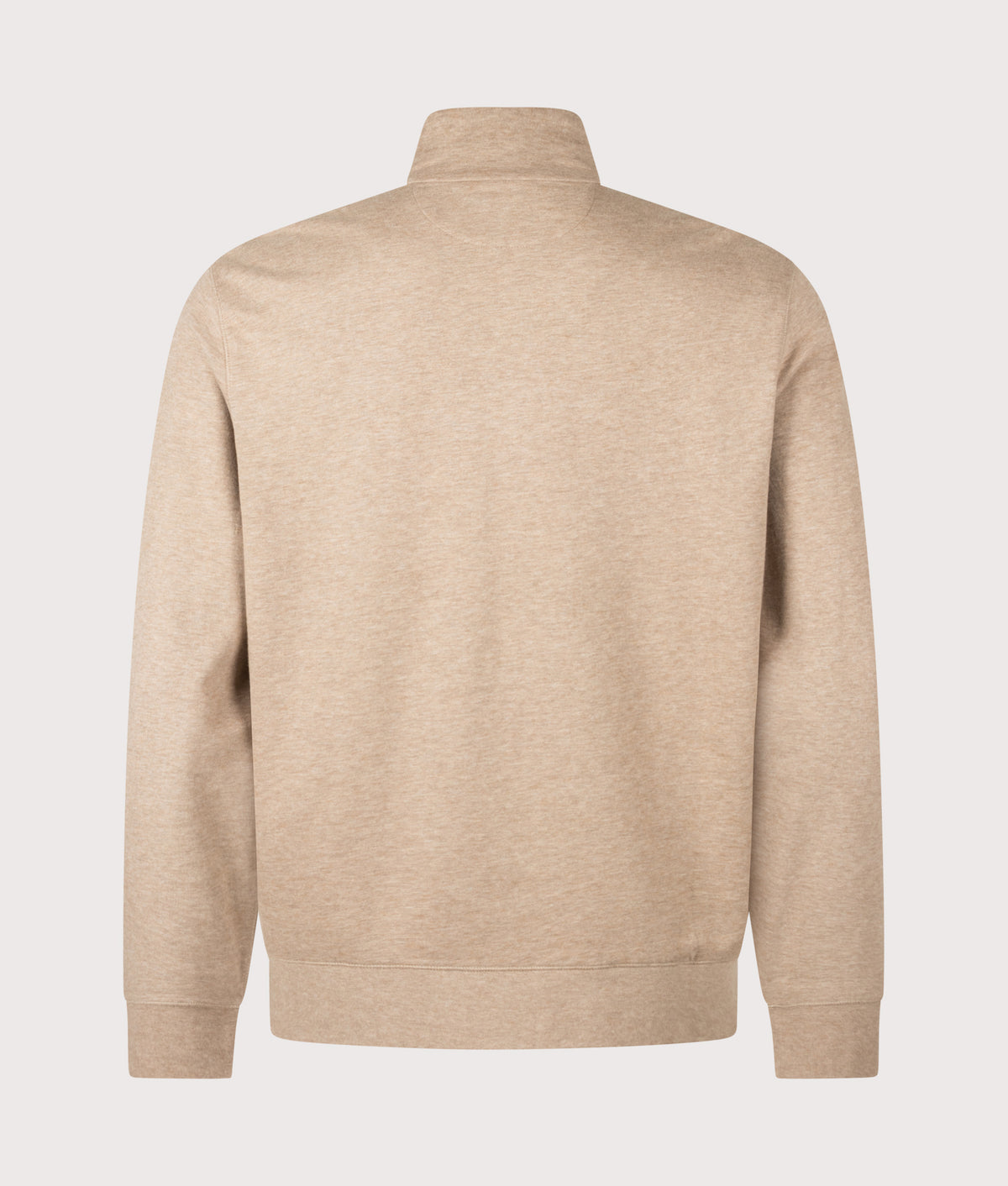 Polo Ralph Lauren Quarter Zip Sweatshirt in Warm Brown Heather at EQVVS Menswear. Back shot.