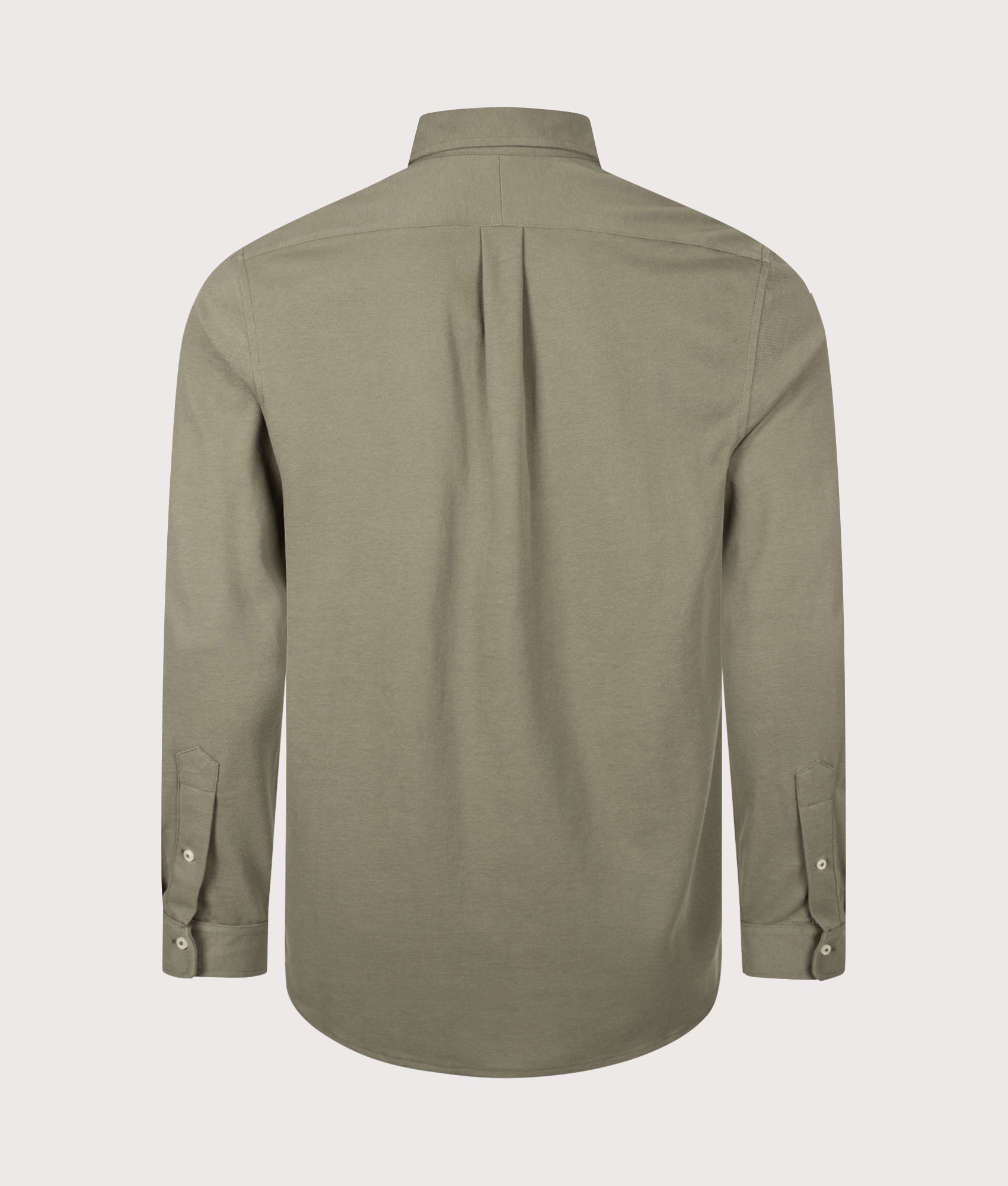 Polo Ralph Lauren Relaxed Fit Featherweight Mesh Shirt in Cruise Olive at EQVVS Menswear. Back shot.