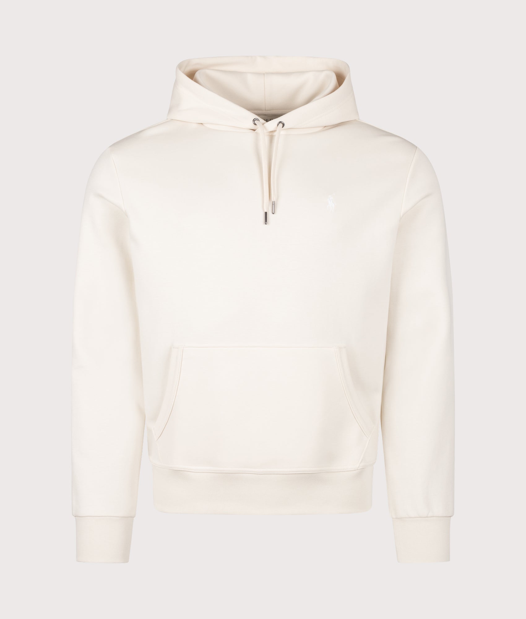 Polo Ralph Lauren Double Knit Hoodie in Guide Cream at EQVVS Menswear. Front shot.