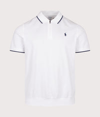 Classic Fit Stretch Mesh Zip Polo Shirt: 004 White 