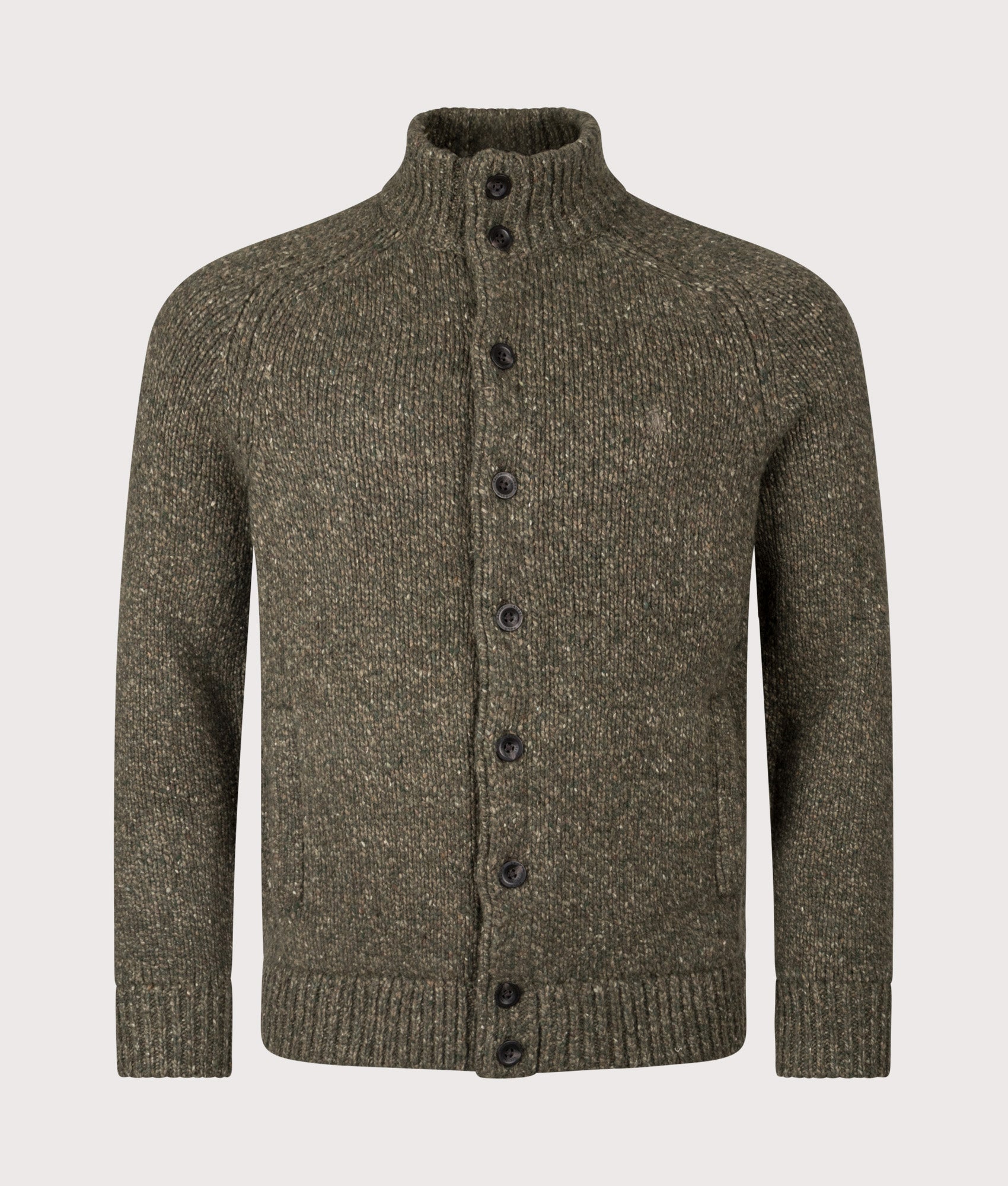 Wool-Blend Mockneck Cardigan in Olive Marl | Polo Ralph Lauren | EQVVS | Front shot 