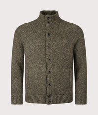 Wool-Blend Mockneck Cardigan: 001 Olive Marl 