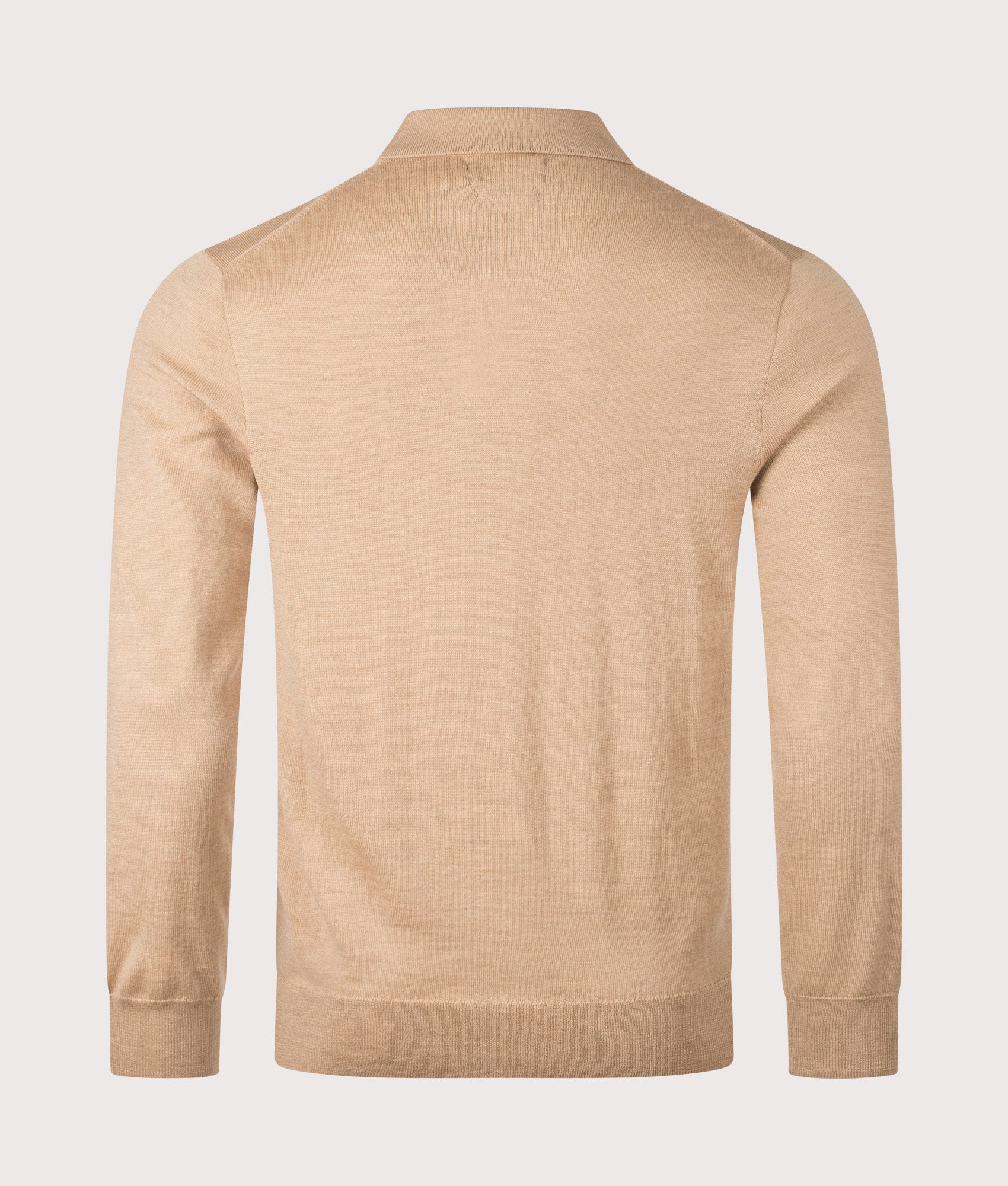 Knitted Polo Shirt in Camel Melange. | 100% Cotton | Polo Ralph Lauren | Shot at EQVVS | Back shot 