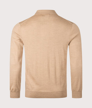Knitted Polo Shirt in Camel Melange. | 100% Cotton | Polo Ralph Lauren | Shot at EQVVS | Back shot 