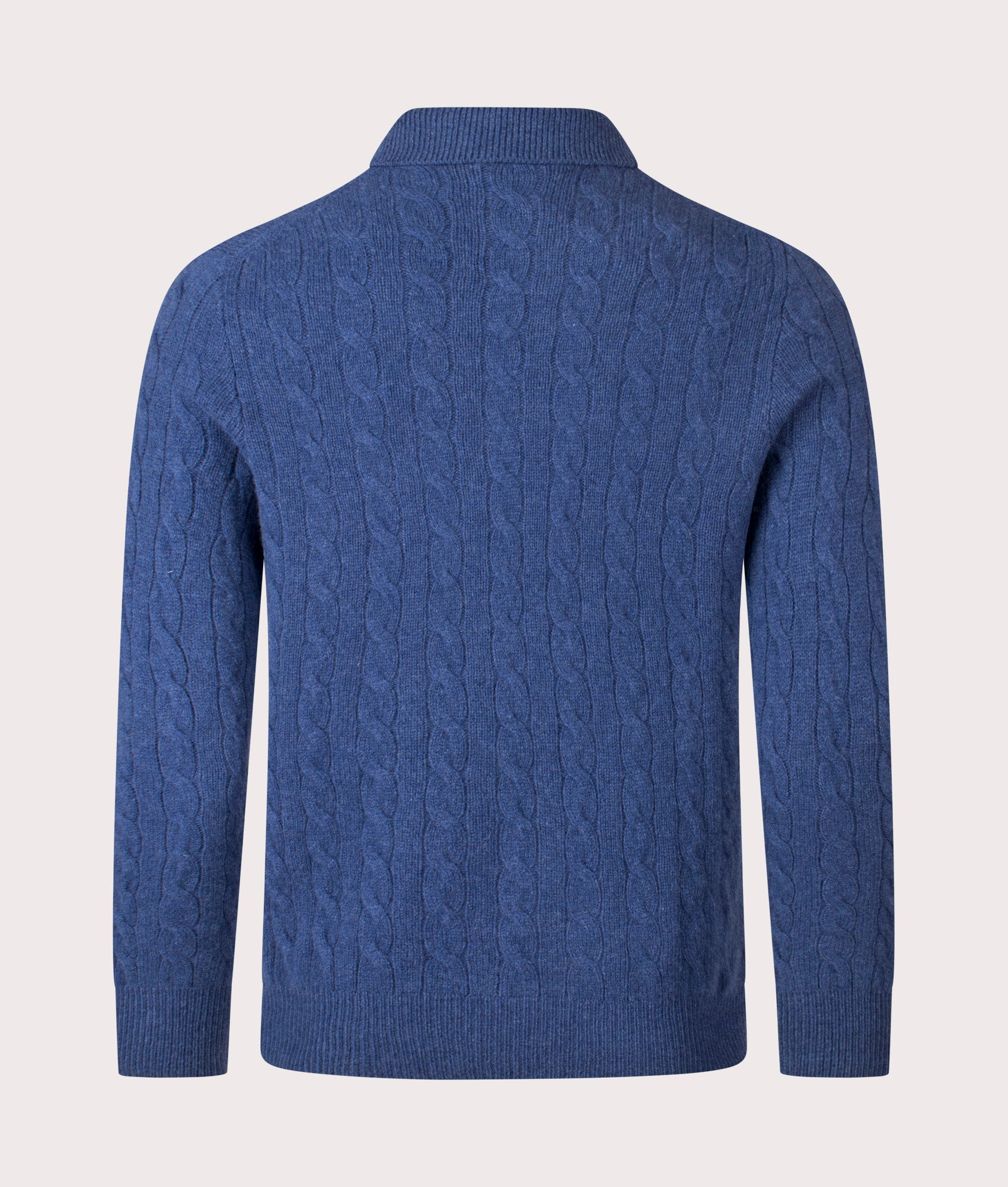 Cashmere Blend Cable Knit Sweatshirt in Rustic Navy Heather | Polo Ralph Lauren | EQVVS | Back shot 