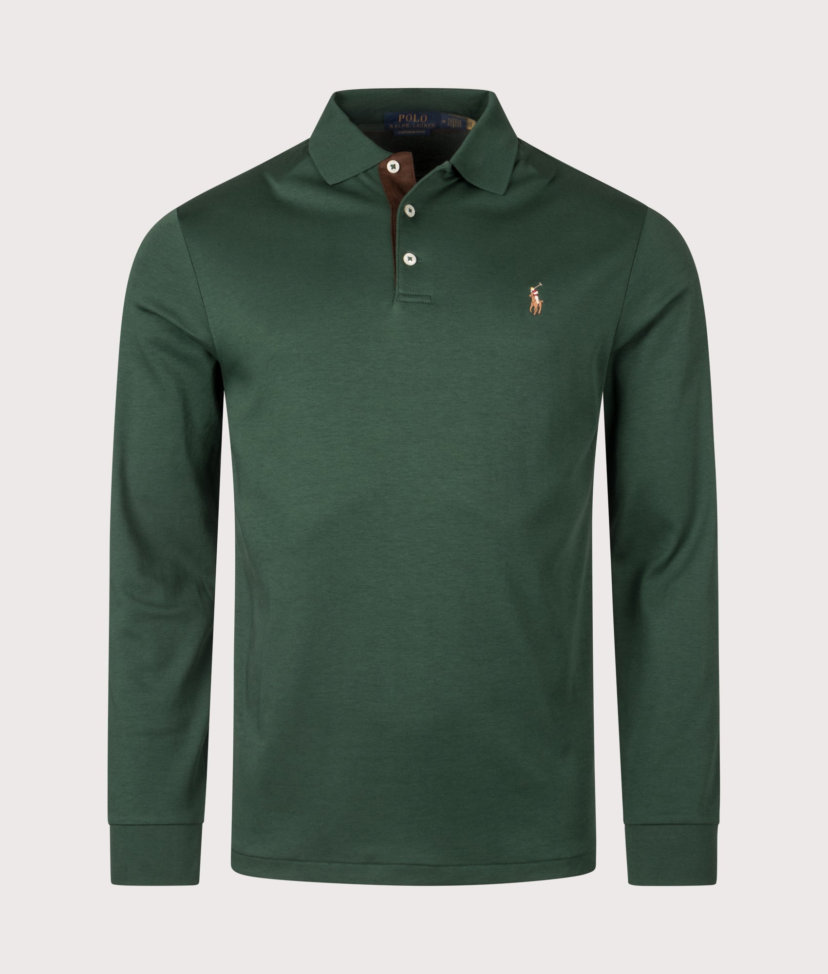 Custom Slim Fit Long Sleeve Soft Cotton Polo Shirt. Shot by EQVVS. Front shot.
