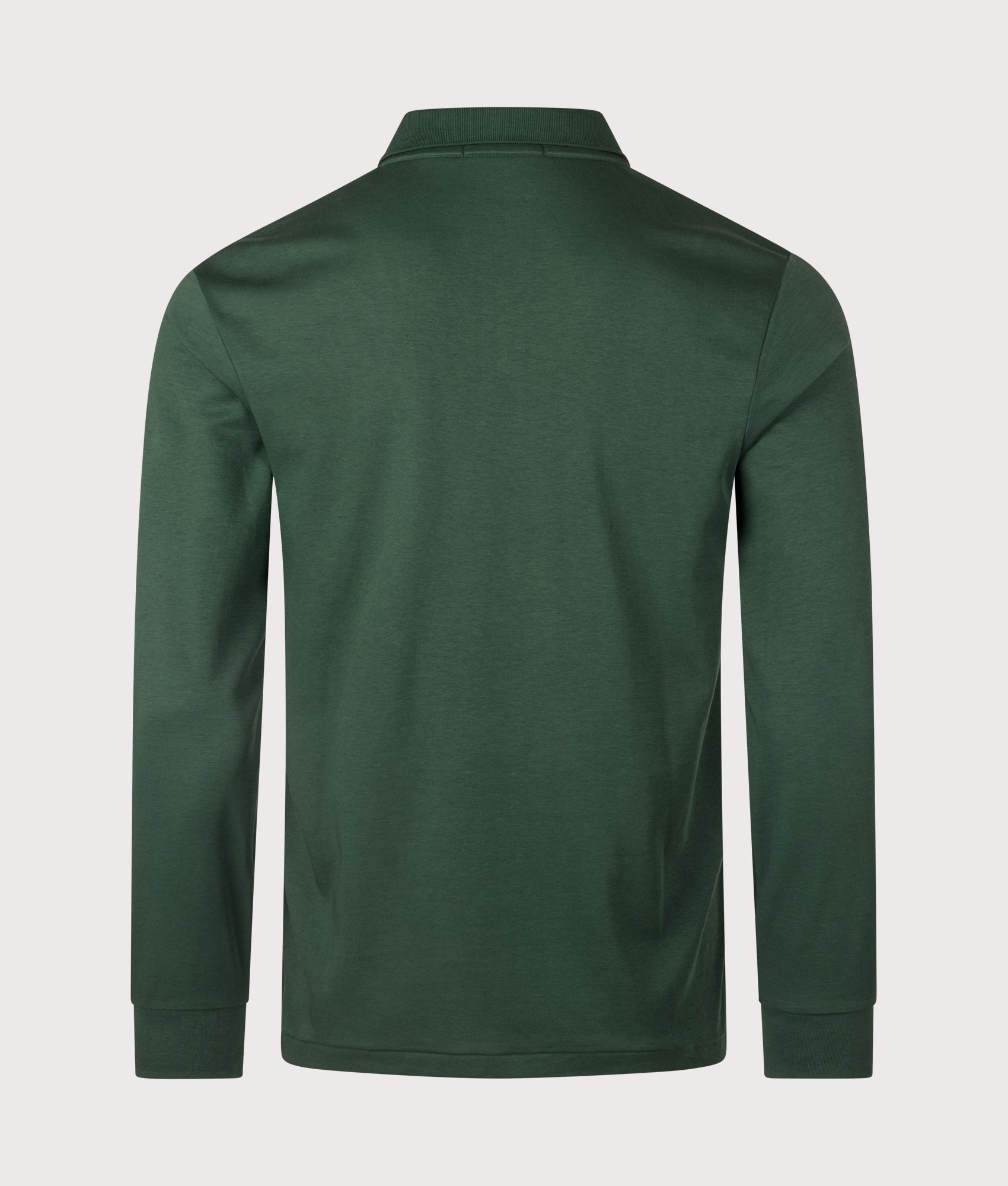 Custom Slim Fit Long Sleeve Soft Cotton Polo Shirt. Shot by EQVVS. Back shot.