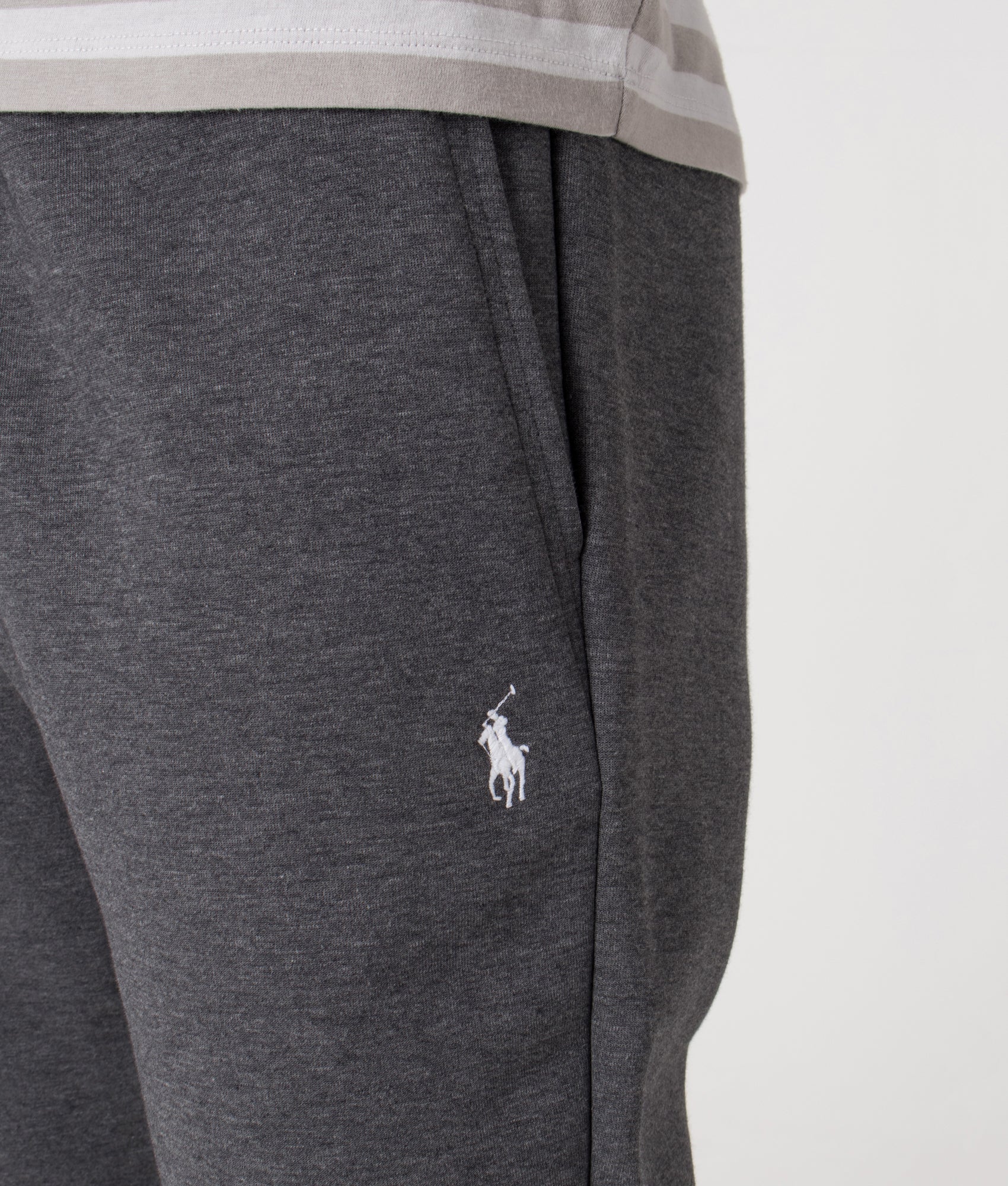 Double Knit Pony Logo Joggers by Polo Ralph Lauren in Barclay Heather. Shot by EQVVS. Detail shot.