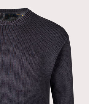 Garment-Dyed Sweatshirt in Polo Black | 100% Cotton | Polo Ralph Lauren | EQVVS | Front detail shot 