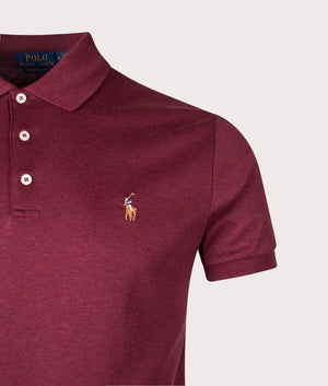 Mesh Polo Shirt in Spring Wine Heather | 100% Cotton | Polo Ralph Lauren | EQVVS | Front detail shot 