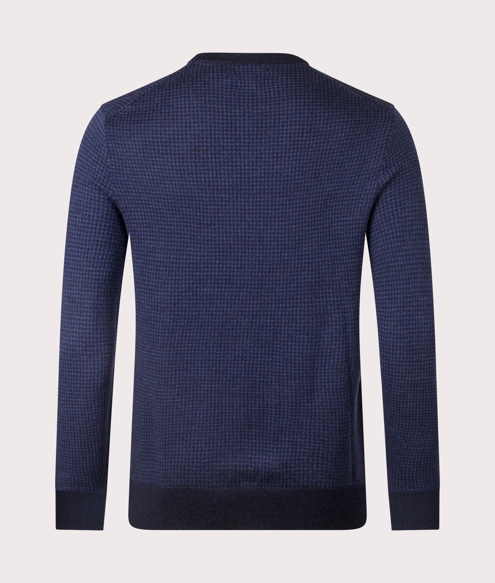 Houndstooth Wool Sweatshir in Navy Combo. 100% Wool | Polo Ralph Lauren | Shot at EQVVS | Back shot 