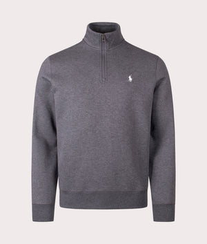 Double Knit Quarter Zip Sweatshirt in Barclay Heather. 66% Cotton, 34% Polyester | Polo Ralph Lauren | Shot at EQVVS | Front shot 
