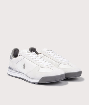 Ralph Lauren, Varick Suede & Oxford Sneakers, White/ grey/ Silver, Eqvvs Menswear, side angle
