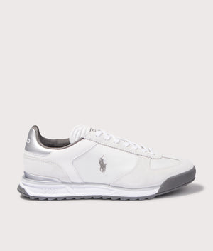 Ralph Lauren, Varick Suede & Oxford Sneakers, White/ grey/ Silver, Eqvvs Menswear, side angle
