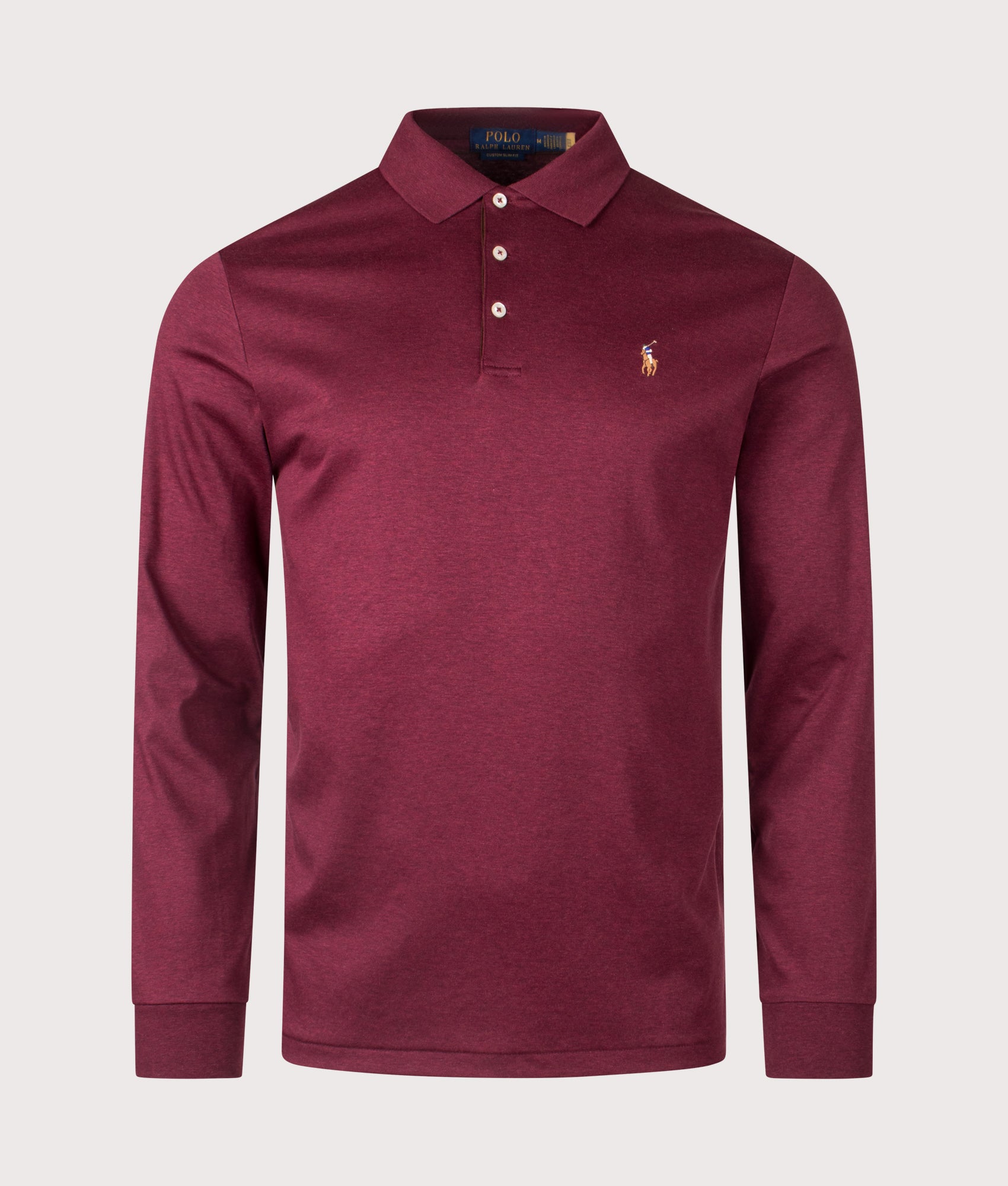Custom Slim Fit Long Sleeve Soft Cotton Polo Shirt. Shot by EQVVS. Front shot.