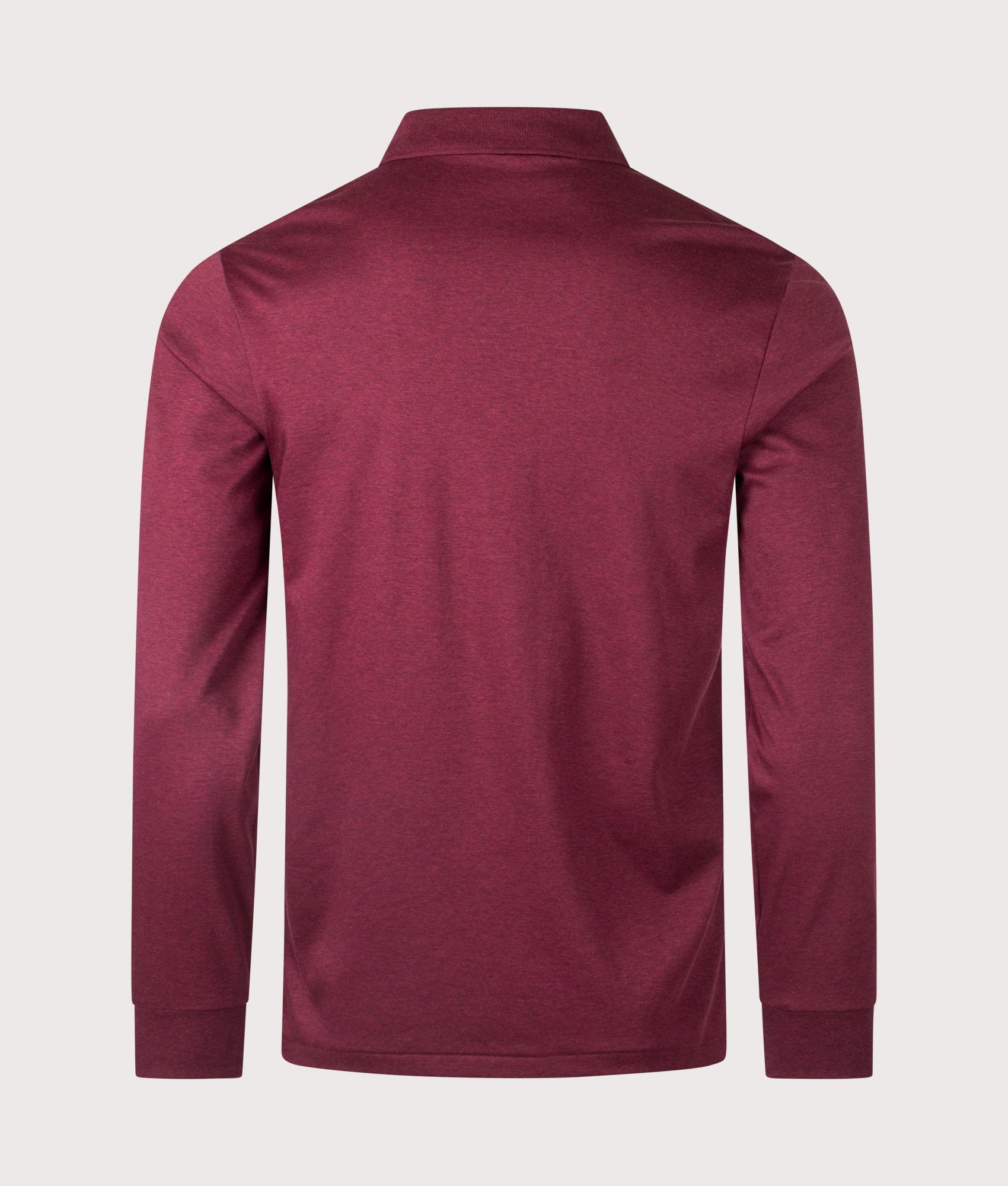 Custom Slim Fit Long Sleeve Soft Cotton Polo Shirt. Shot by EQVVS. Back shot.