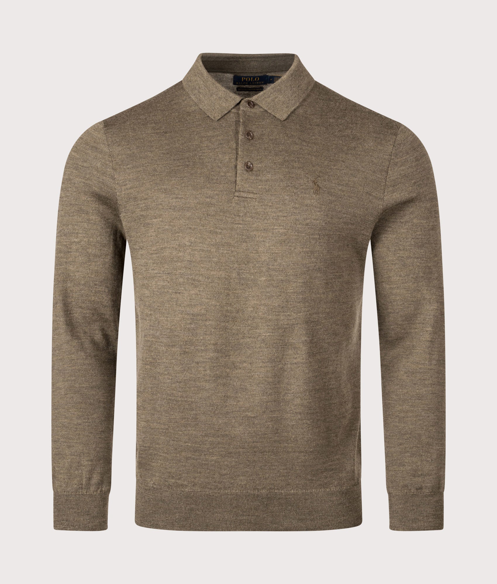 Knitted Polo Shirt in Cargo Olive Heather. | 100% Cotton | Polo Ralph Lauren | Shot at EQVVS | Front shot