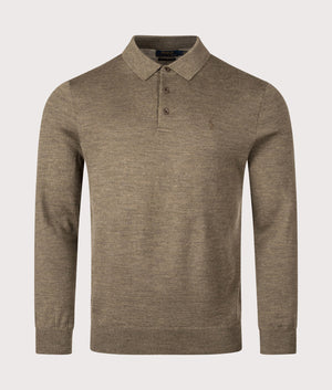 Knitted Polo Shirt in Cargo Olive Heather. | 100% Cotton | Polo Ralph Lauren | Shot at EQVVS | Front shot
